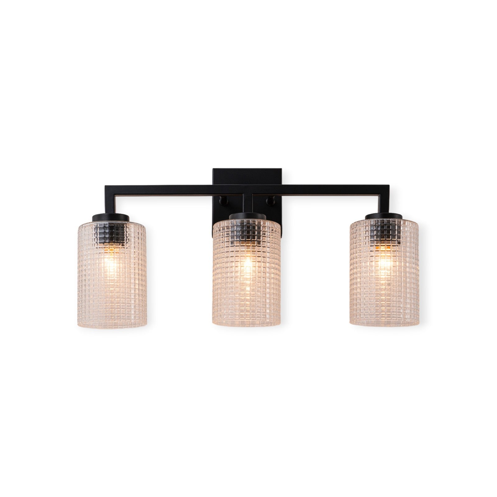 Glowlings 3/4-Light Modern Patterned Textured Glass Cylinder Bathroom Vanity Light Wall Sconce for Mirror Cabinet