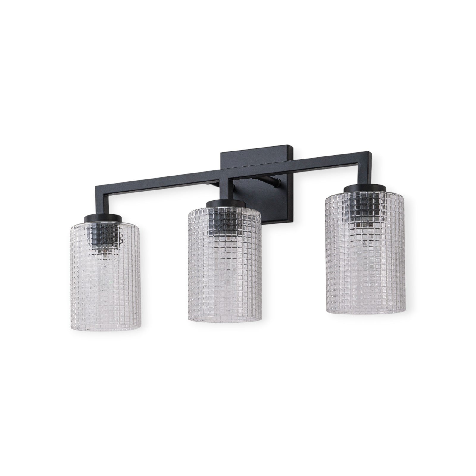 Glowlings 3/4-Light Modern Patterned Textured Glass Cylinder Bathroom Vanity Light Wall Sconce for Mirror Cabinet