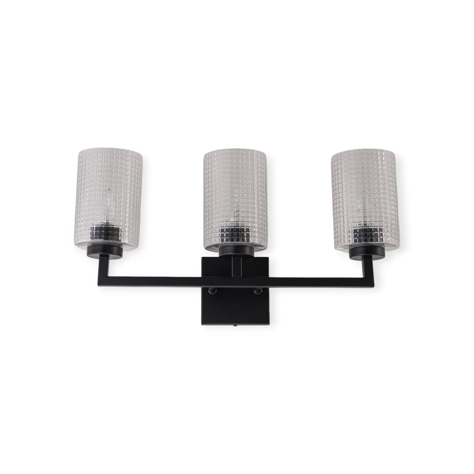 Glowlings 3/4-Light Modern Patterned Textured Glass Cylinder Bathroom Vanity Light Wall Sconce for Mirror Cabinet