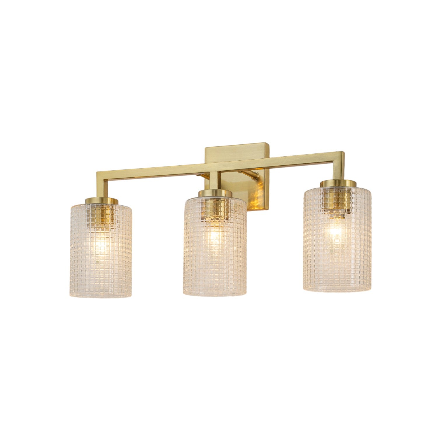 Glowlings 3/4-Light Modern Patterned Textured Glass Cylinder Bathroom Vanity Light Wall Sconce for Mirror Cabinet