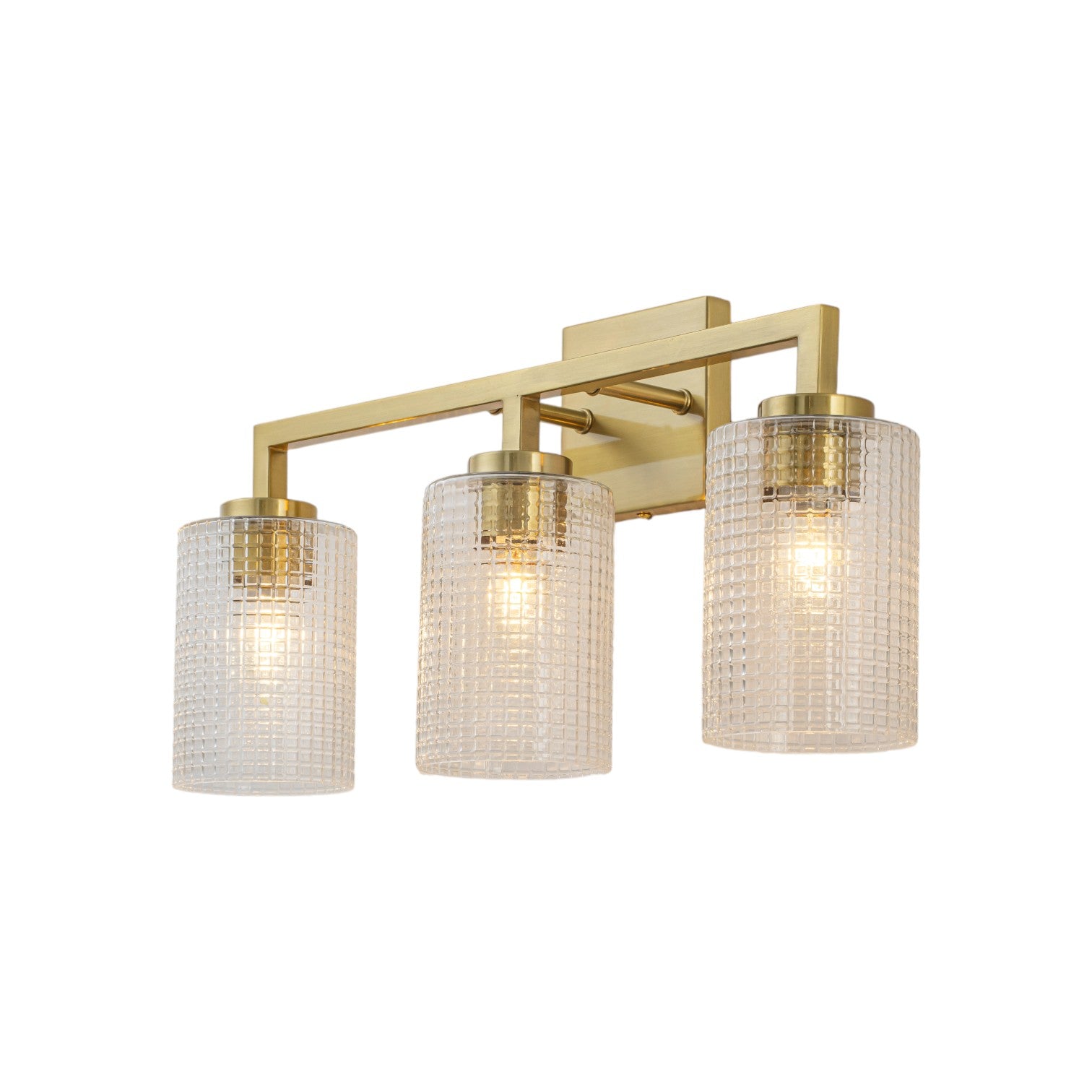 Glowlings 3/4-Light Modern Patterned Textured Glass Cylinder Bathroom Vanity Light Wall Sconce for Mirror Cabinet