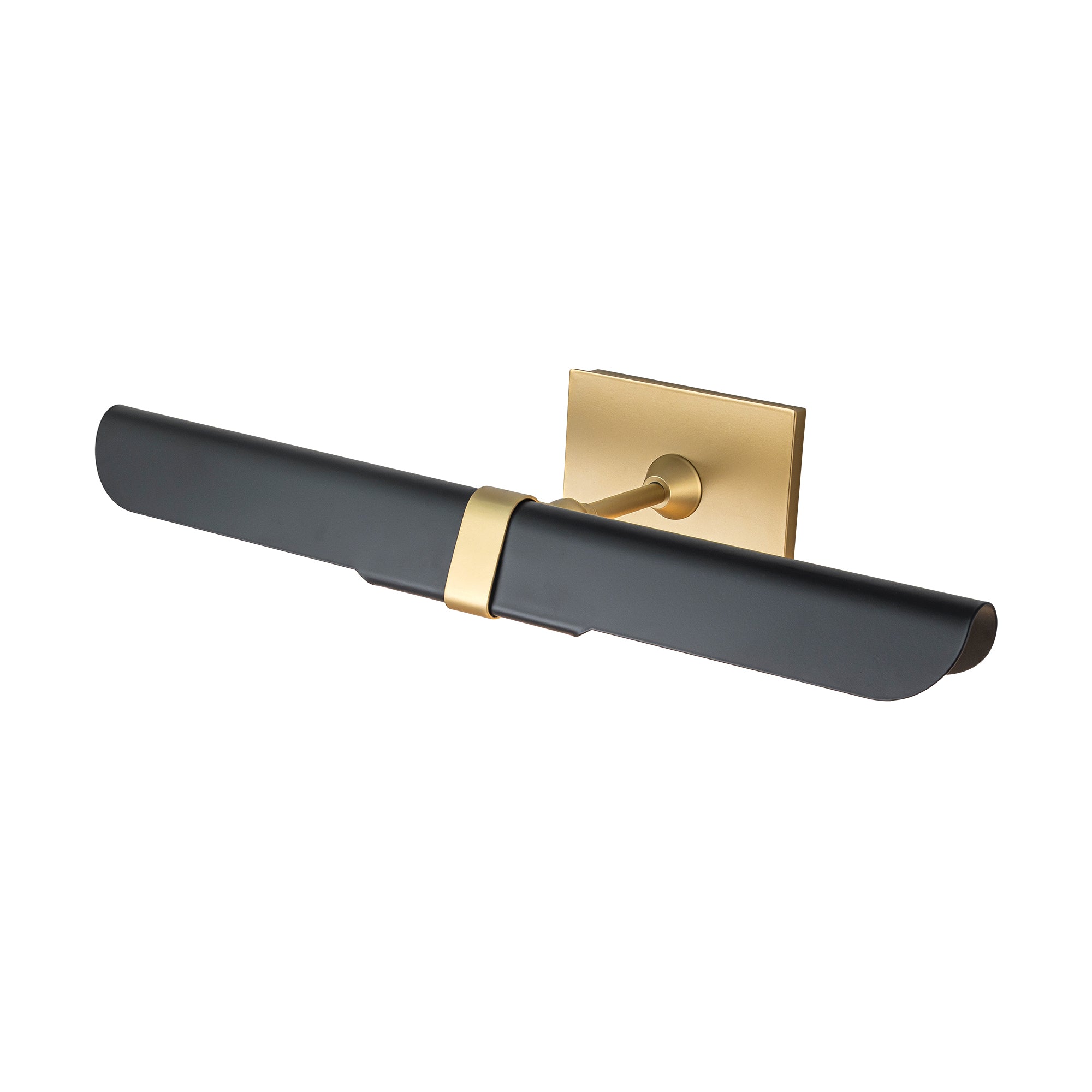 Glowlings 2-Light Modern 24"Wide Linear Matte Black and Gold Picture Light with 180° Adjustable Curved Shield