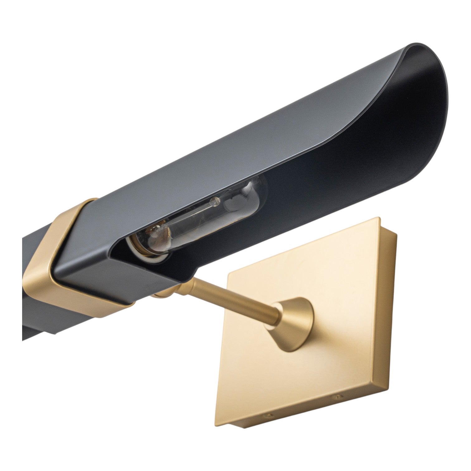 Glowlings 2-Light Modern 24"Wide Linear Matte Black and Gold Picture Light with 180° Adjustable Curved Shield