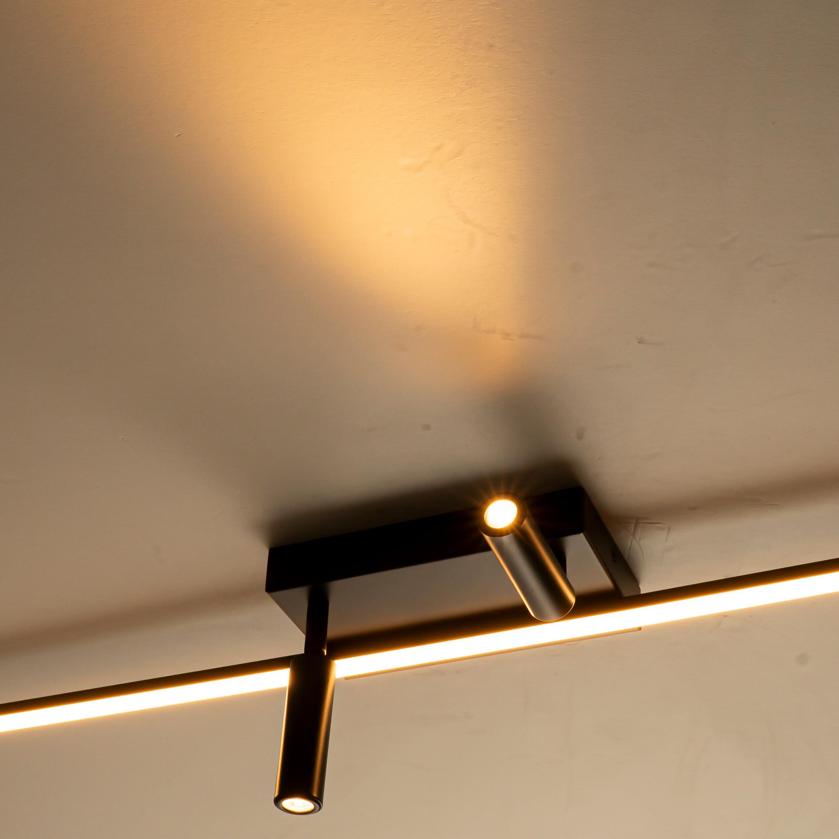 Glowlings 3-Light Modern Matte Black Linear LED Picture Light Dimmable Vanity Light with Spotlights Rotation