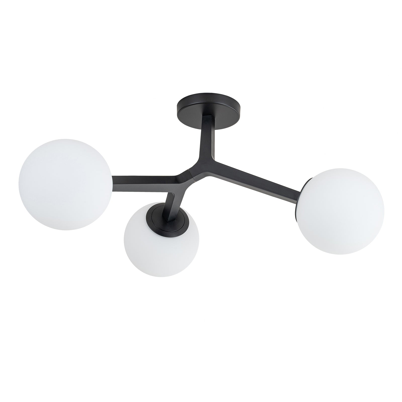 Glowlings 3-flammige, moderne 61 cm breite Opalglas-Kugel-Sputnik-Halbdeckenleuchte