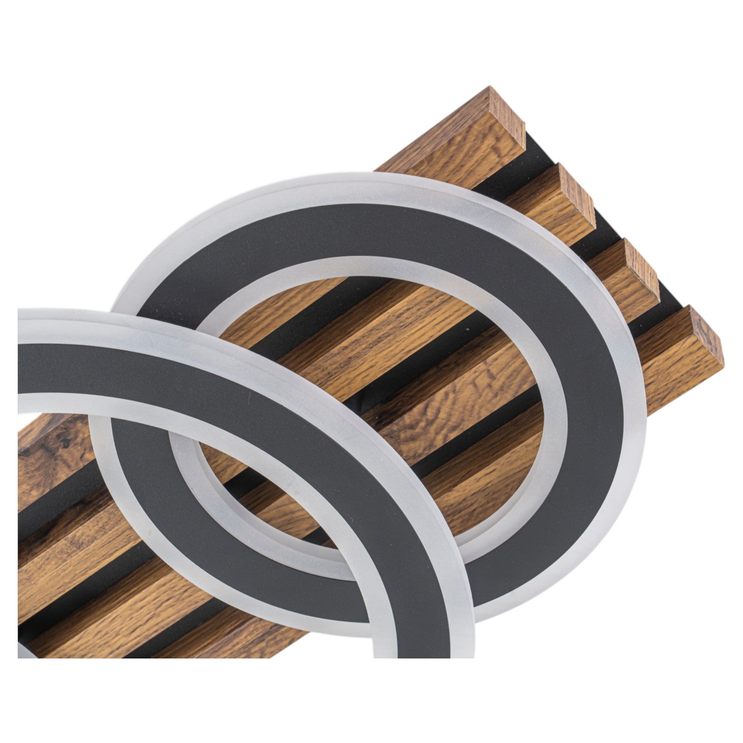 Glowlings 2/3-Light Modern Organic Natural Wood Grain Ring Interlocking Geometric LED Flush Mount Ceiling Light