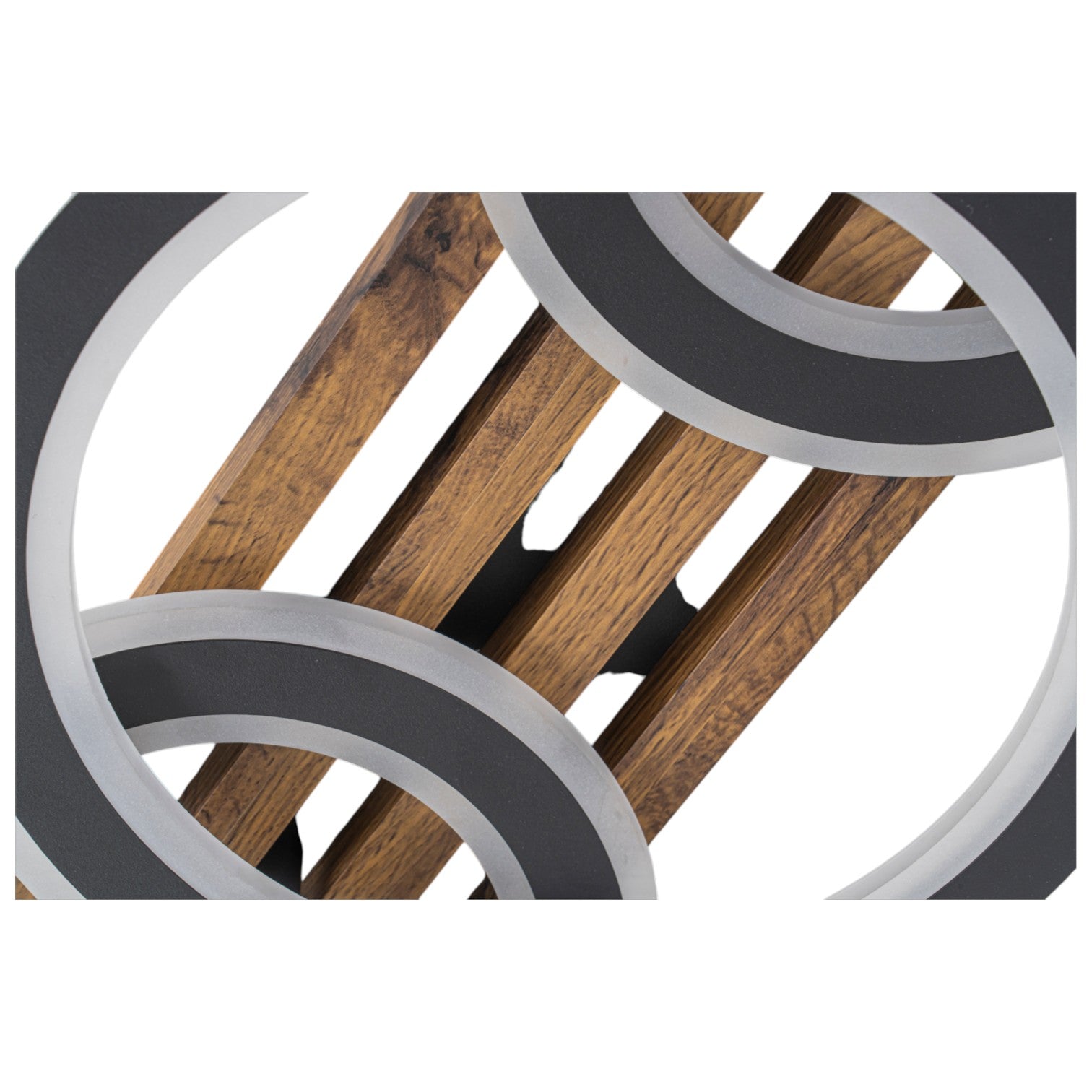 Glowlings 2/3-Light Modern Organic Natural Wood Grain Ring Interlocking Geometric LED Flush Mount Ceiling Light