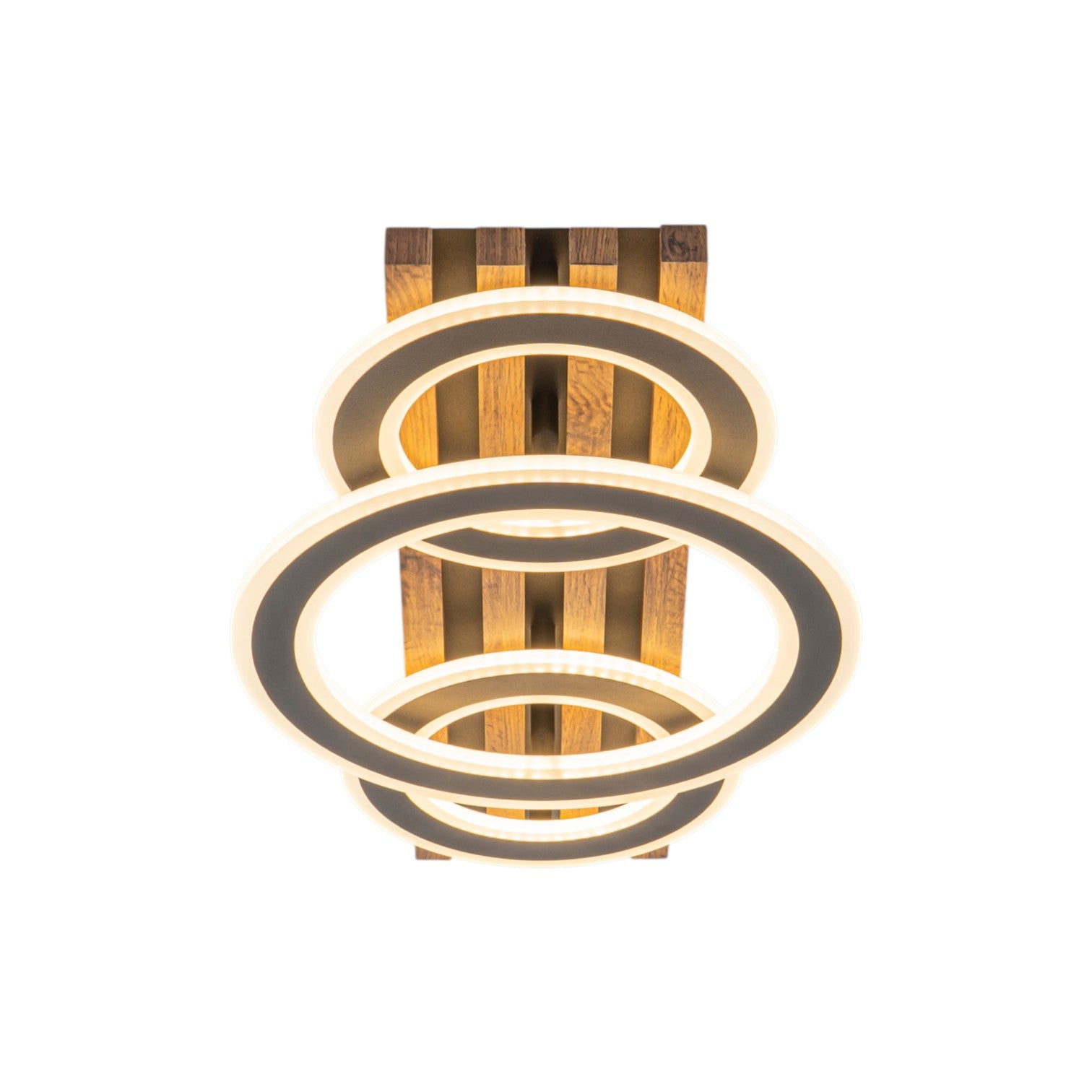 Glowlings 2/3-Light Modern Organic Natural Wood Grain Ring Interlocking Geometric LED Flush Mount Ceiling Light