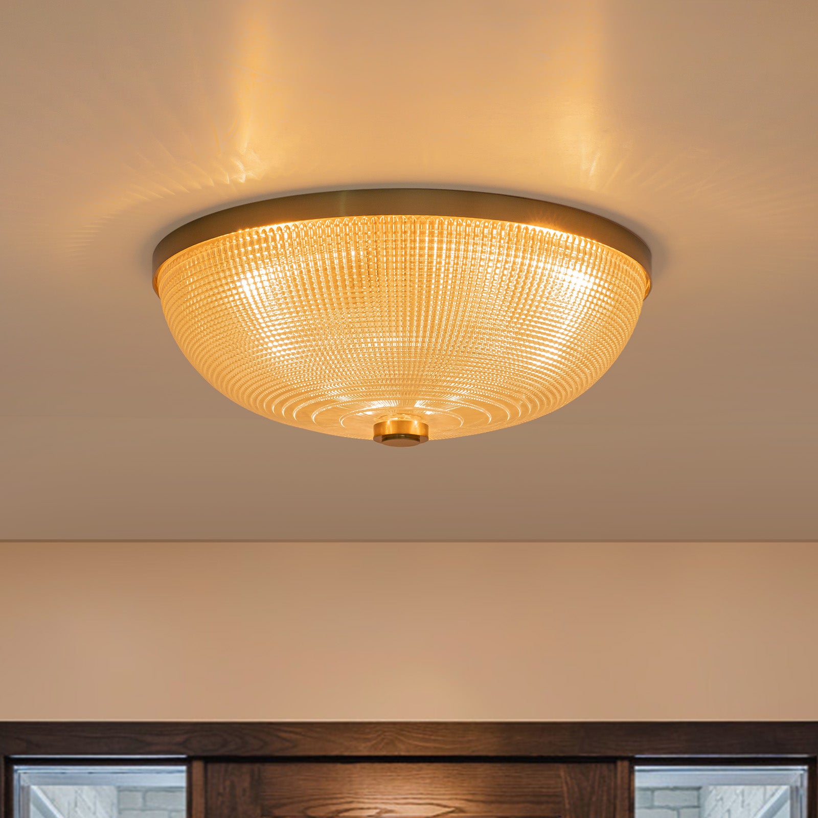 Glowlings 3-Light Modern 16"Wide Prismatic Clear Glass Round Flush Mount Ceiling Light