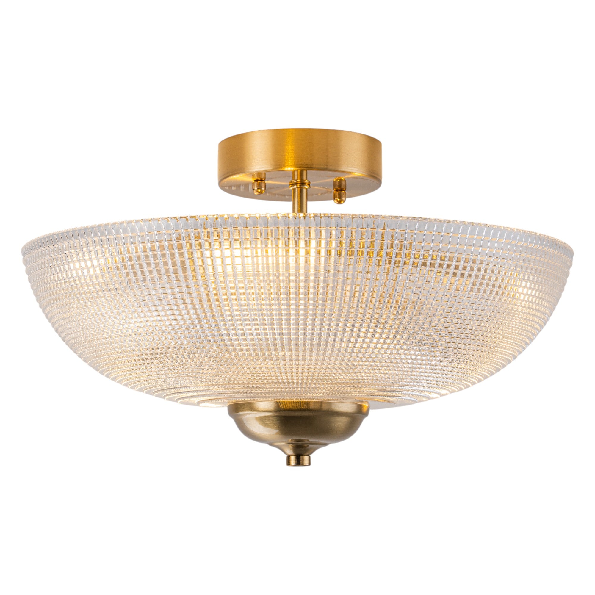 Glowlings 3-Light Modern 16"Wide Prismatic Clear Glass Round Semi-Flush Mount Ceiling Light