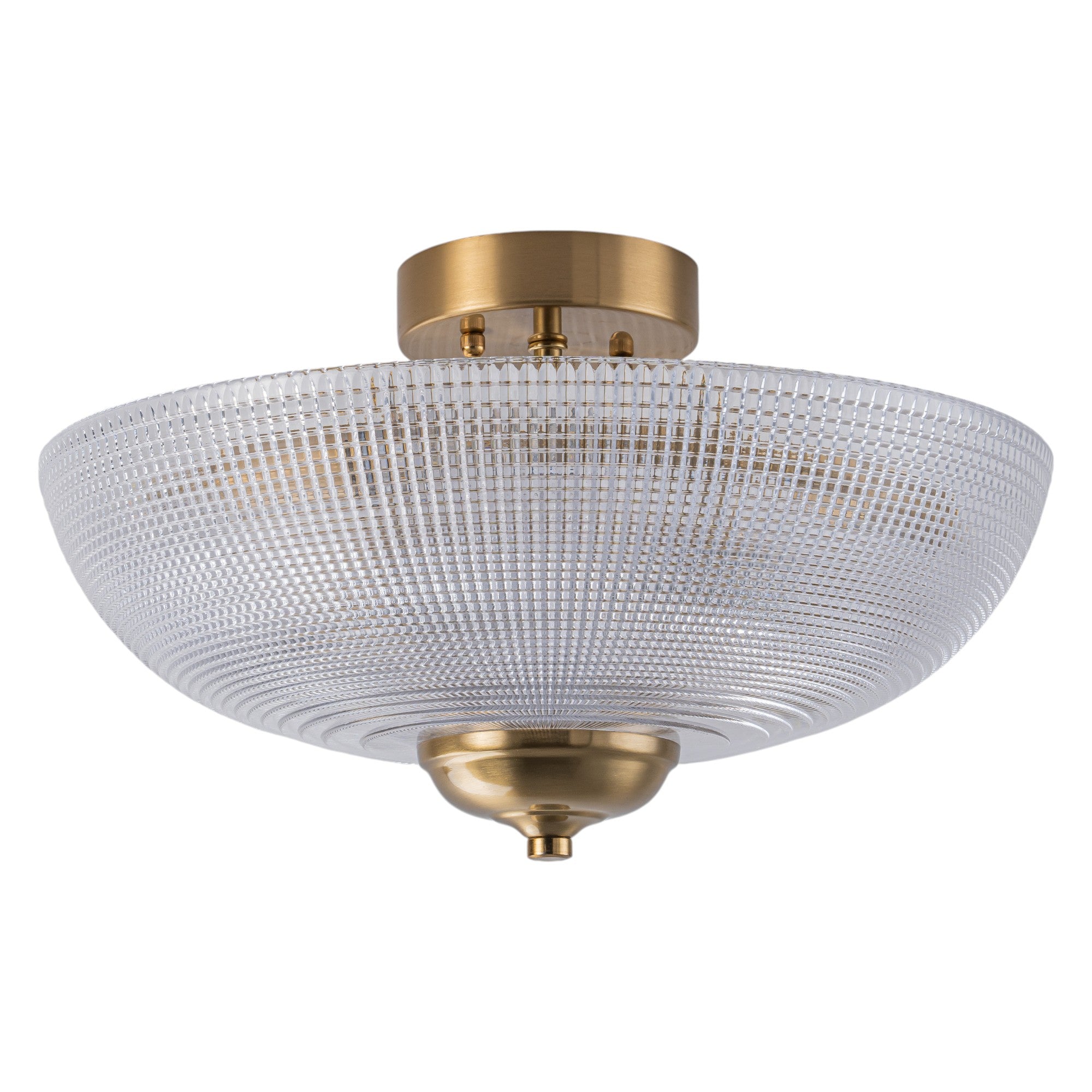 Glowlings 3-Light Modern 16"Wide Prismatic Clear Glass Round Semi-Flush Mount Ceiling Light