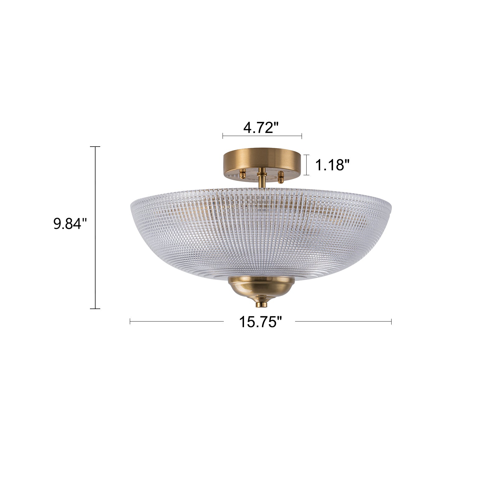 Glowlings 3-Light Modern 16"Wide Prismatic Clear Glass Round Semi-Flush Mount Ceiling Light