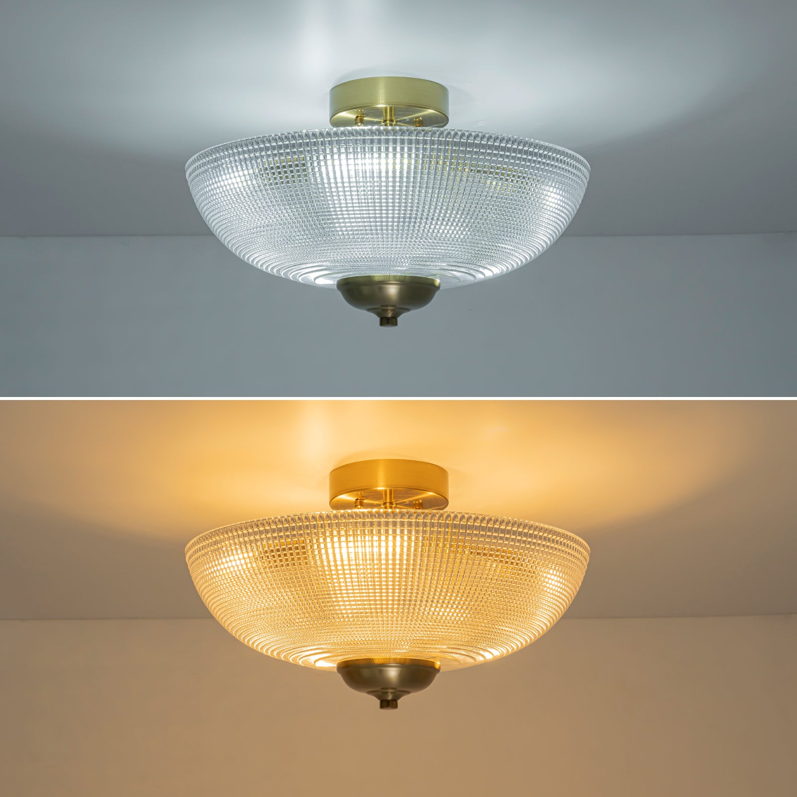 Glowlings 3-Light Modern 16"Wide Prismatic Clear Glass Round Semi-Flush Mount Ceiling Light