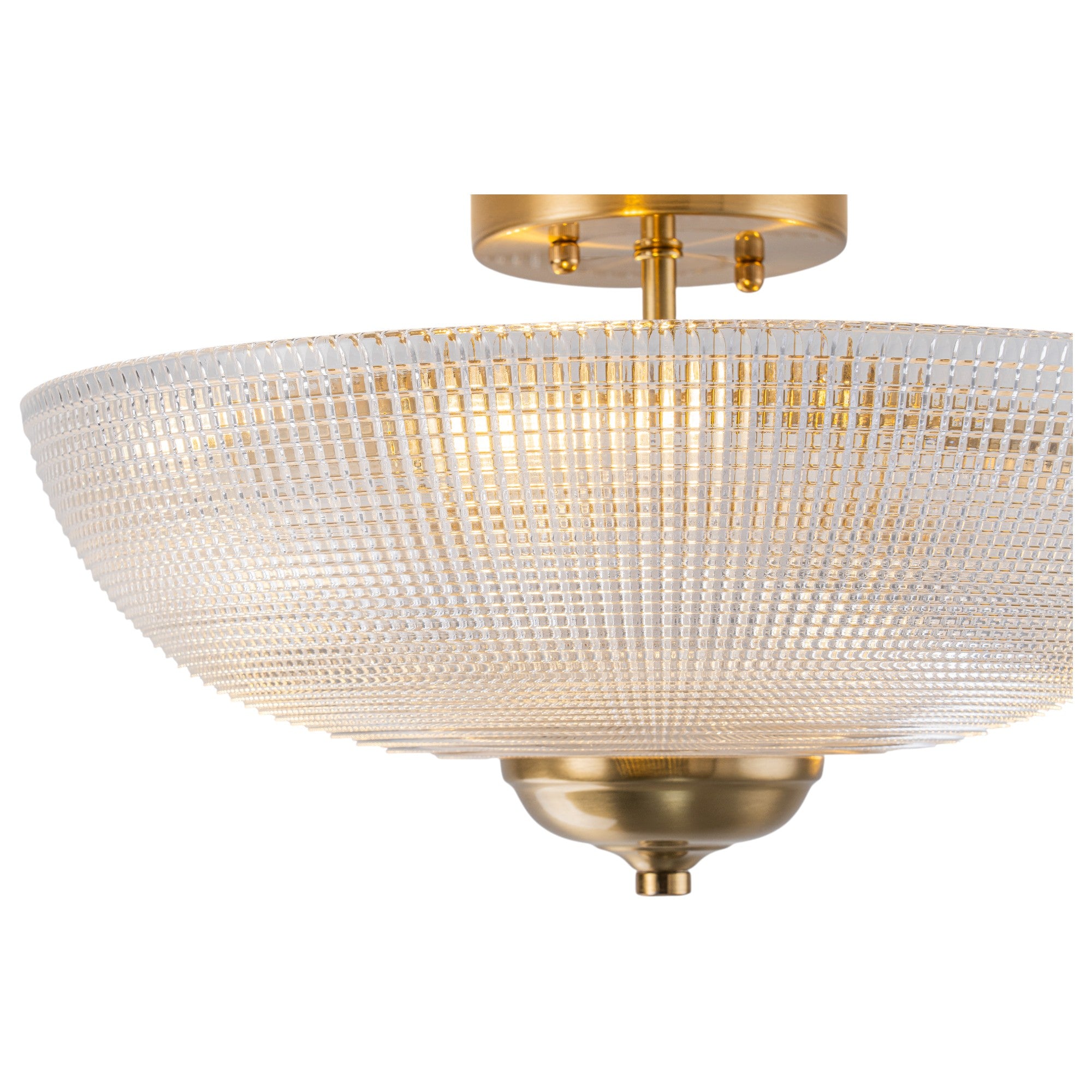 Glowlings 3-Light Modern 16"Wide Prismatic Clear Glass Round Semi-Flush Mount Ceiling Light