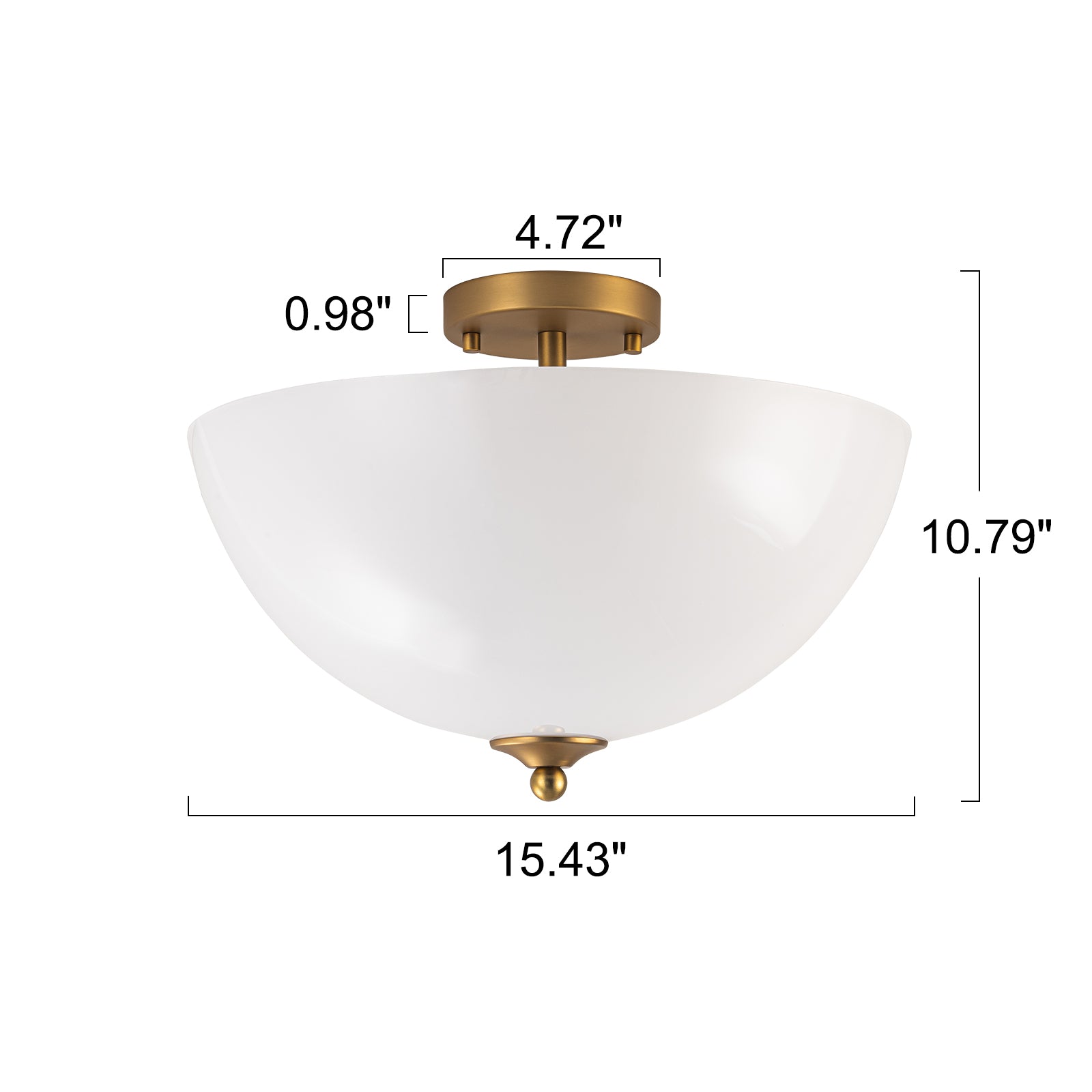 Glowlings 3-Light Modern 15"Wide Round Glossy Opal Glass Semi-Flush Mount Ceiling Light