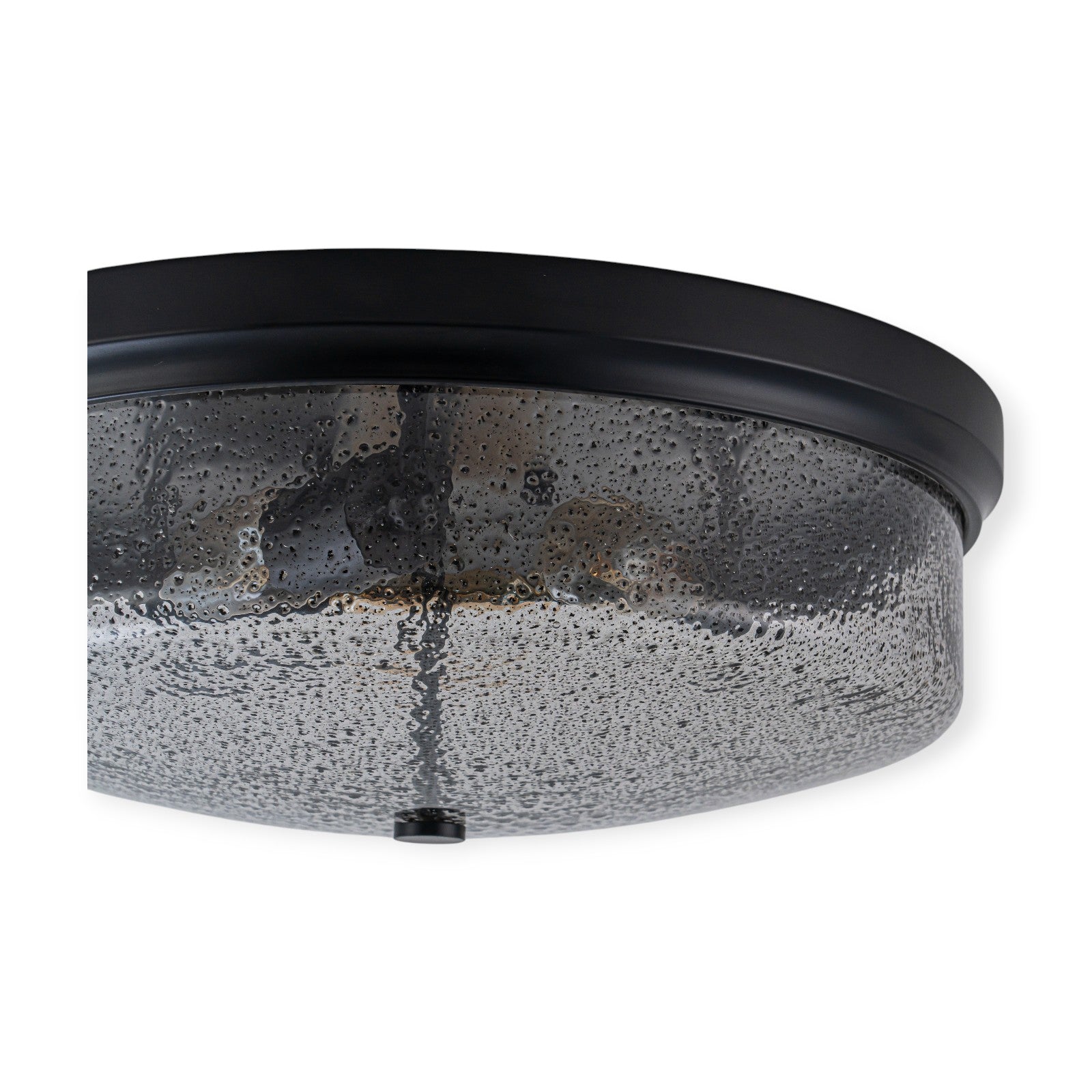 Glowlings 3-Light Modern 16"Wide Black/Gold Seeded Glass Drum Flush Mount Ceiling Light