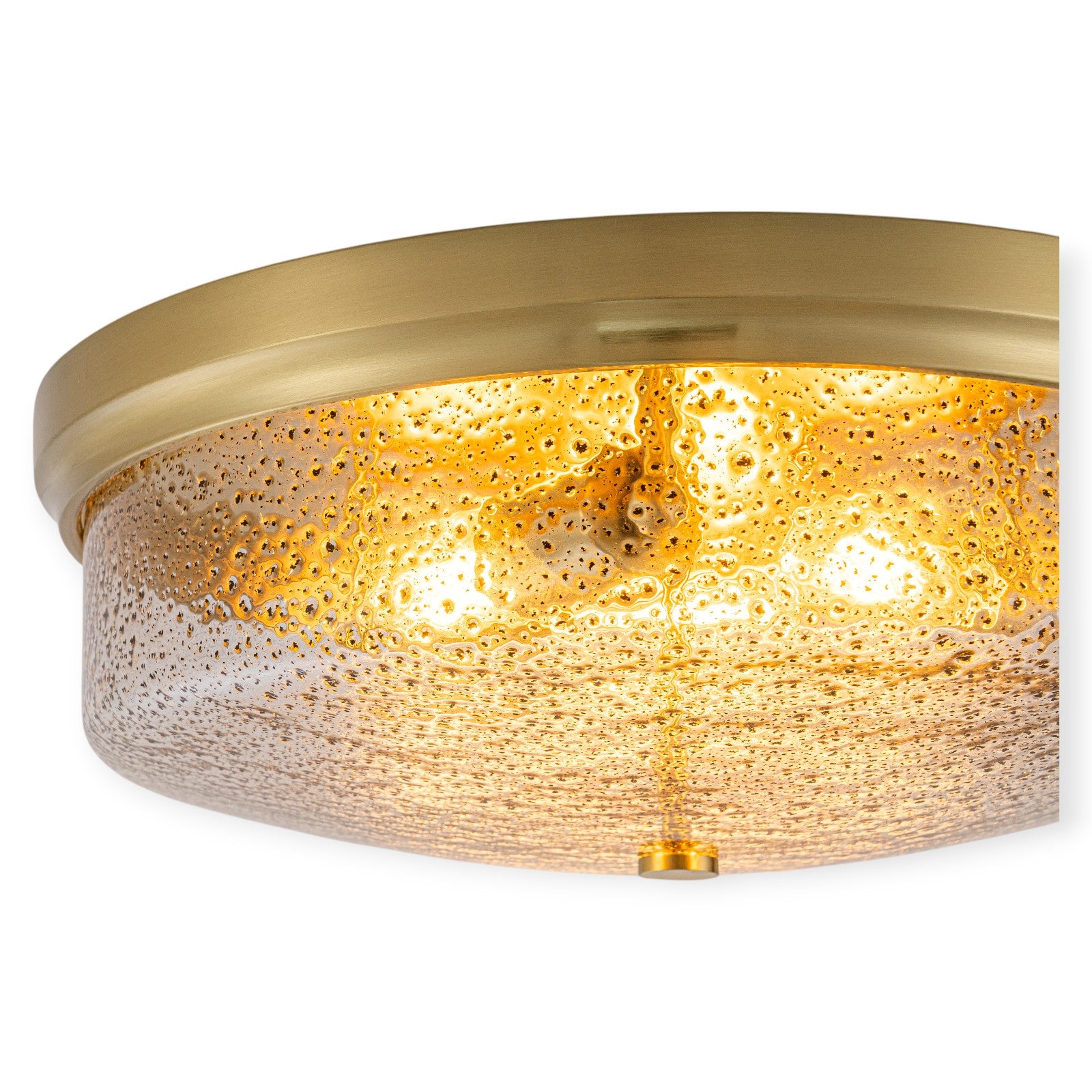 Glowlings 3-Light Modern 16"Wide Black/Gold Seeded Glass Drum Flush Mount Ceiling Light