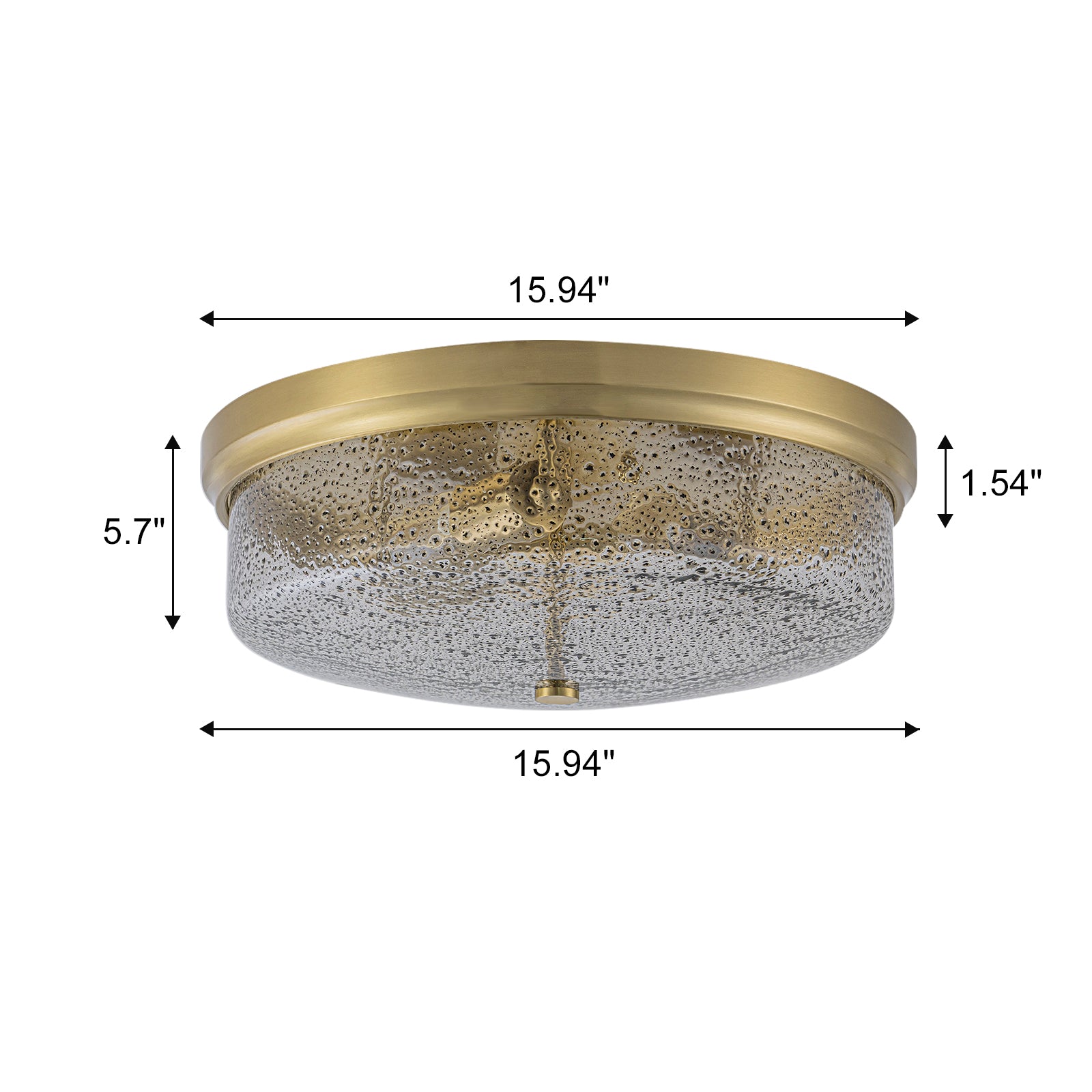 Glowlings 3-Light Modern 16"Wide Black/Gold Seeded Glass Drum Flush Mount Ceiling Light