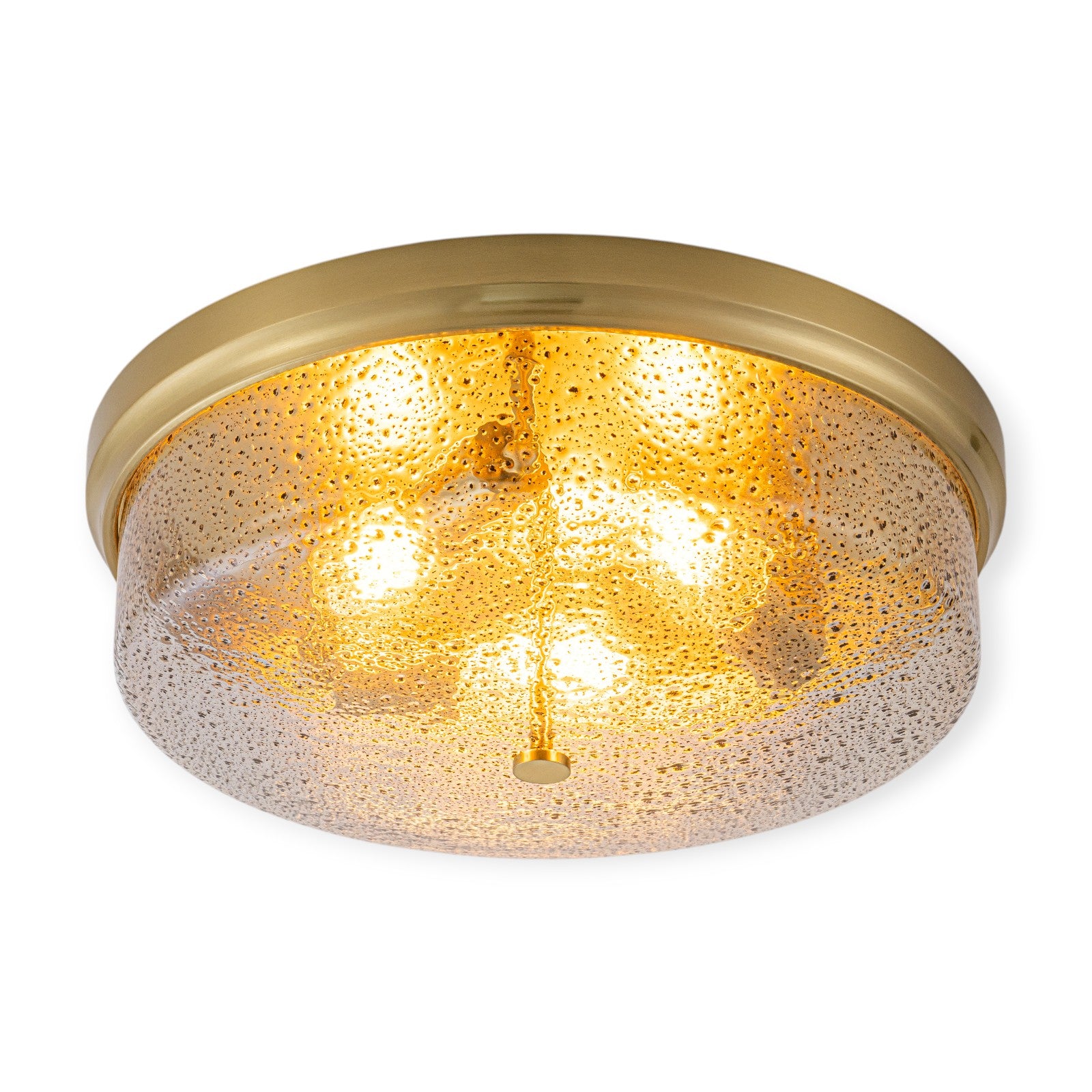 Glowlings 3-Light Modern 16"Wide Black/Gold Seeded Glass Drum Flush Mount Ceiling Light