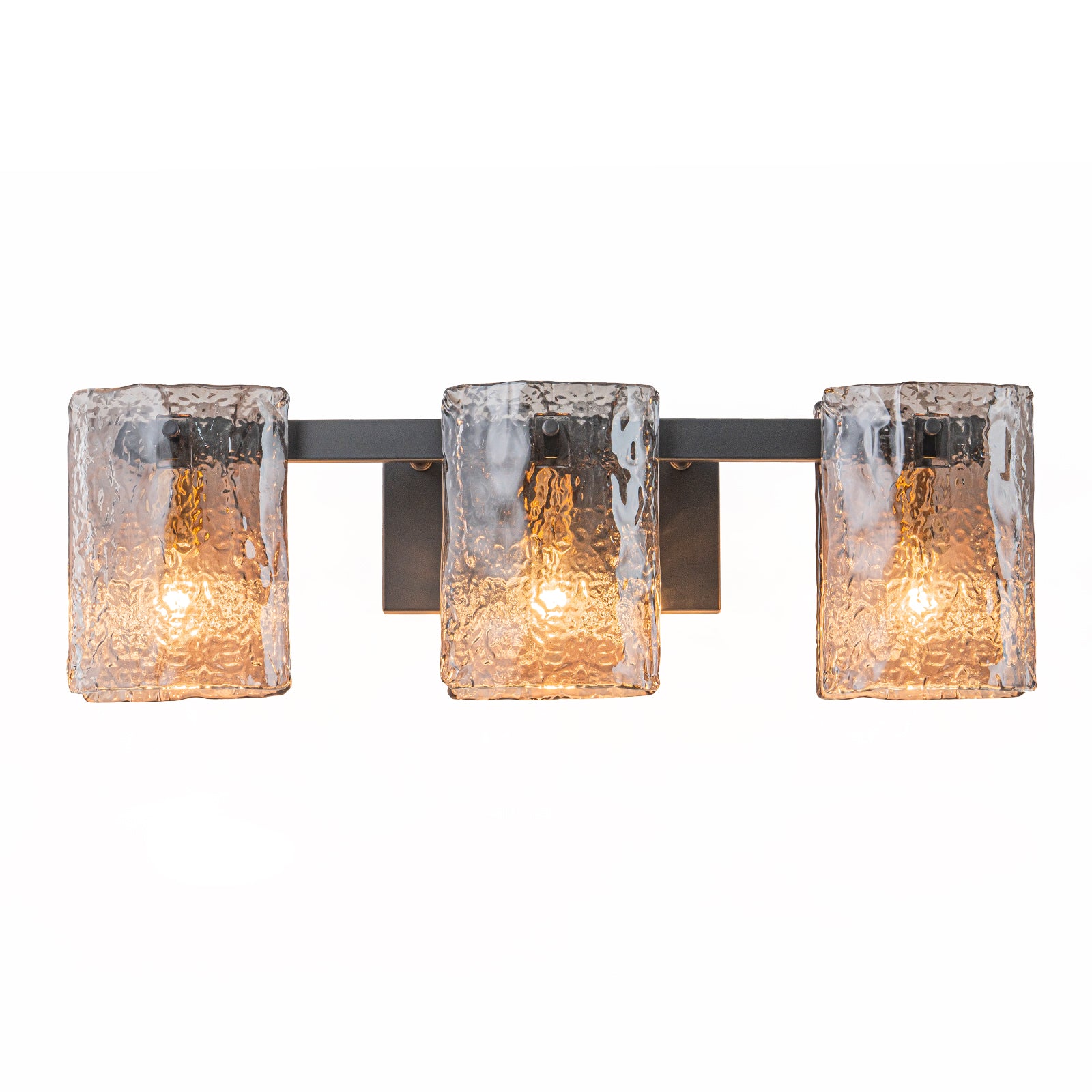 Glowlings 3/4-Light Modern Textured Smoky Gray Glass Bathroom Vanity Light