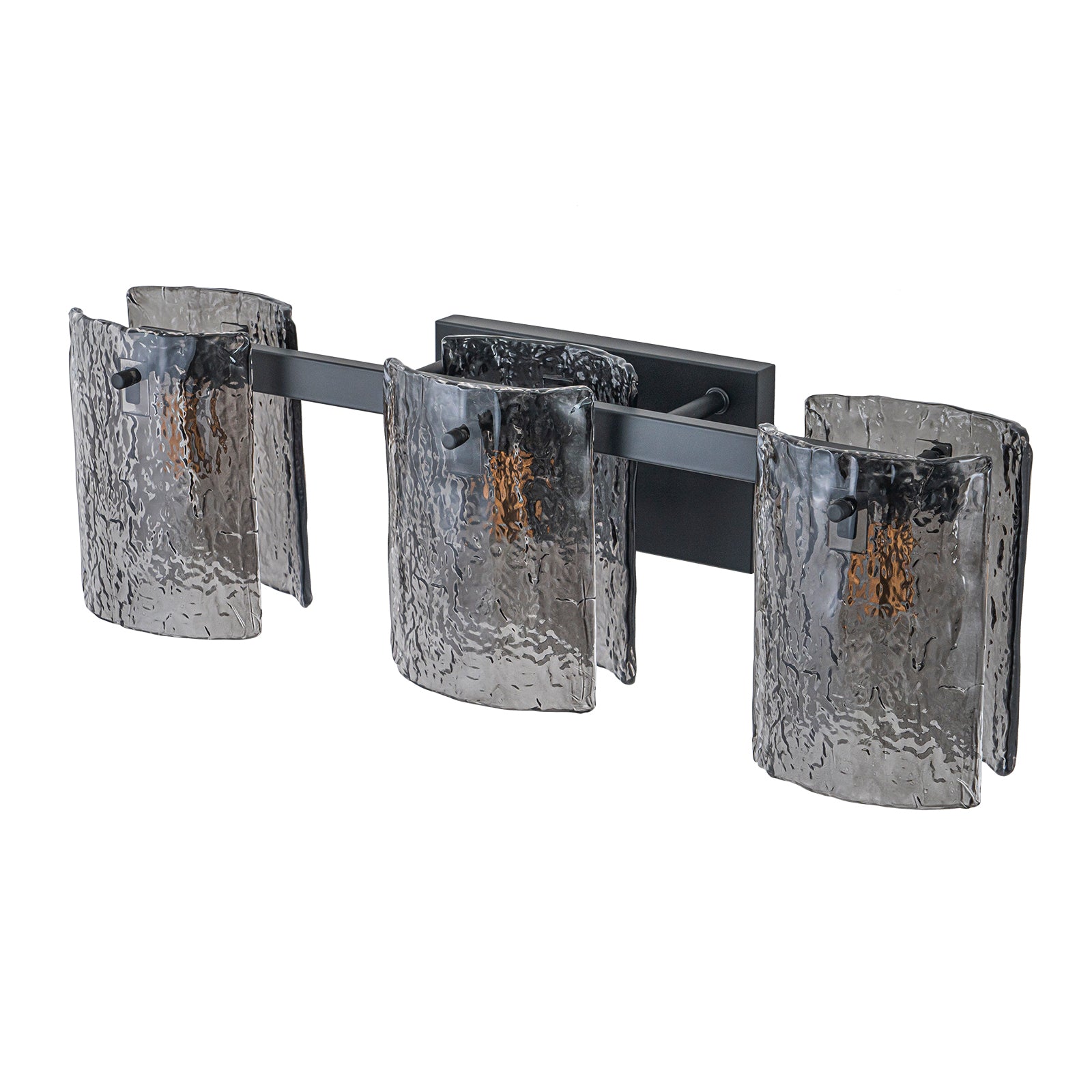 Glowlings 3/4-Light Modern Textured Smoky Gray Glass Bathroom Vanity Light