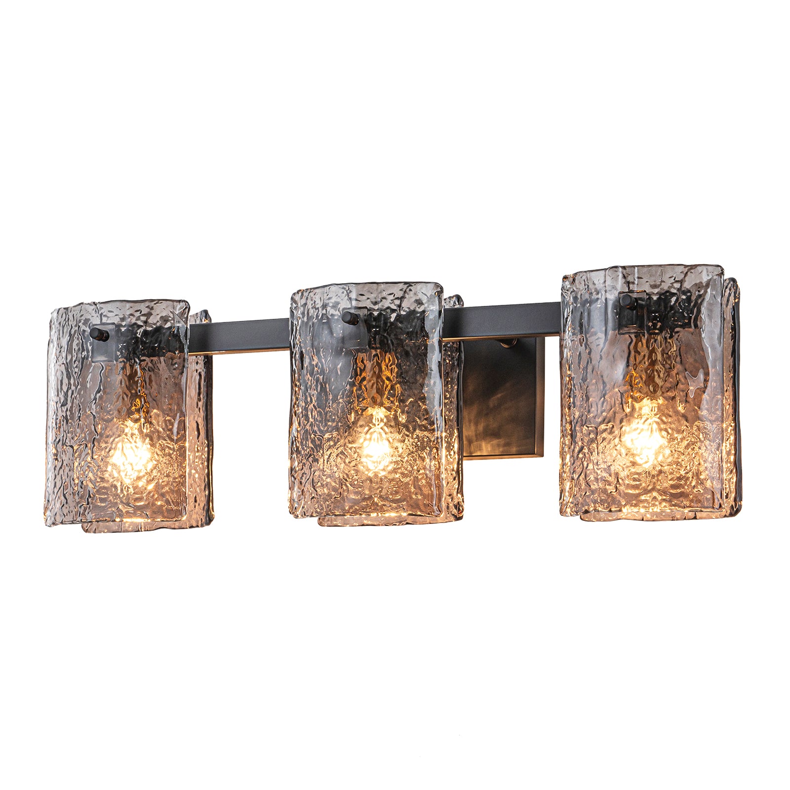 Glowlings 3/4-Light Modern Textured Smoky Gray Glass Bathroom Vanity Light