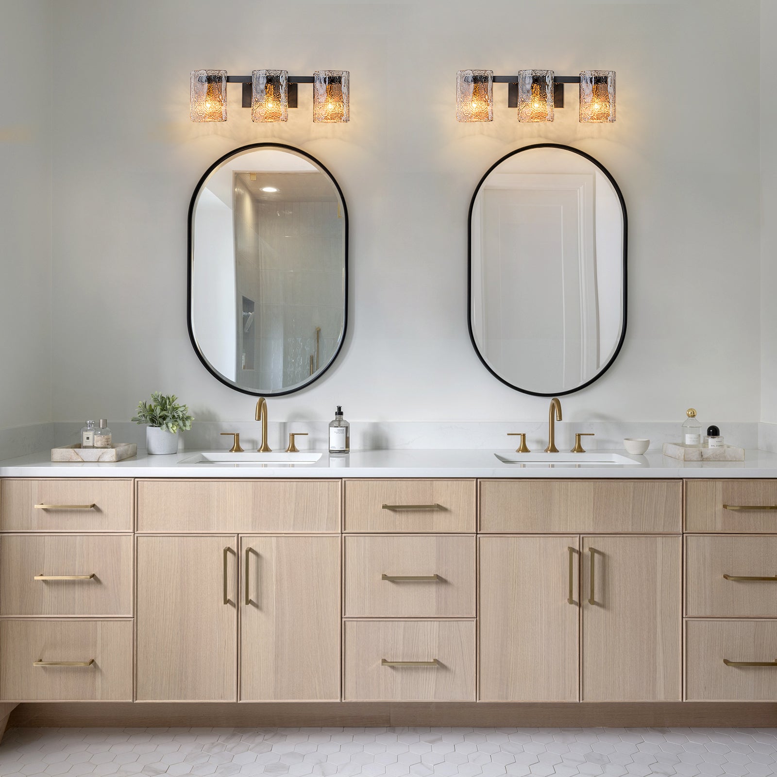 Glowlings 3/4-Light Modern Textured Smoky Gray Glass Bathroom Vanity Light