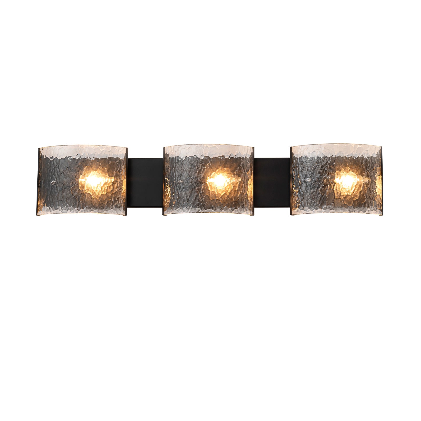 Leuchtende 3-flammige moderne Badezimmer-Waschtischleuchte mit Wasserwellen-Design aus klarem Glas