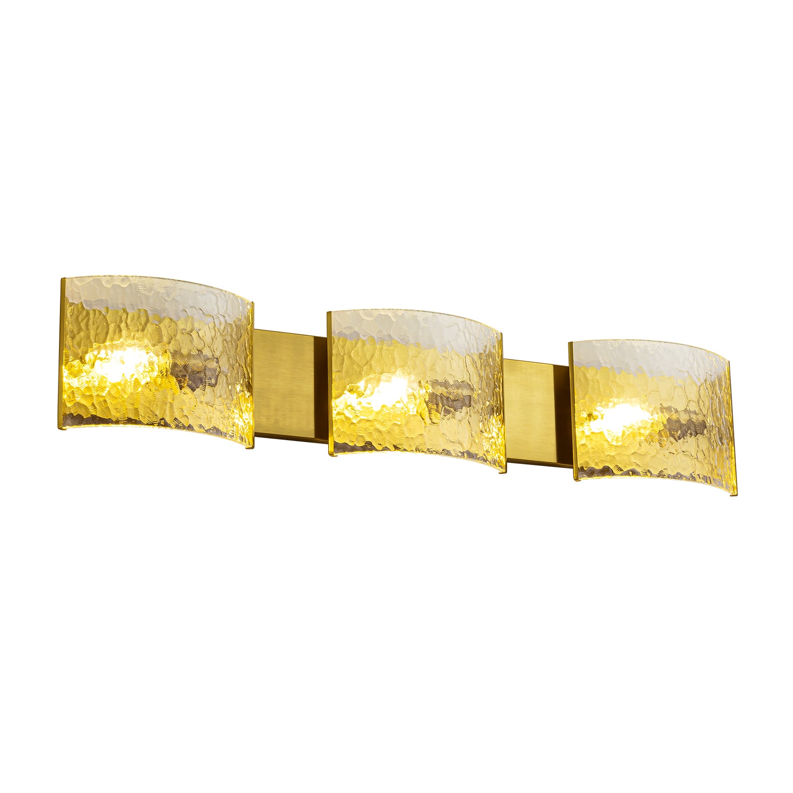 Leuchtende 3-flammige moderne Badezimmer-Waschtischleuchte mit Wasserwellen-Design aus klarem Glas