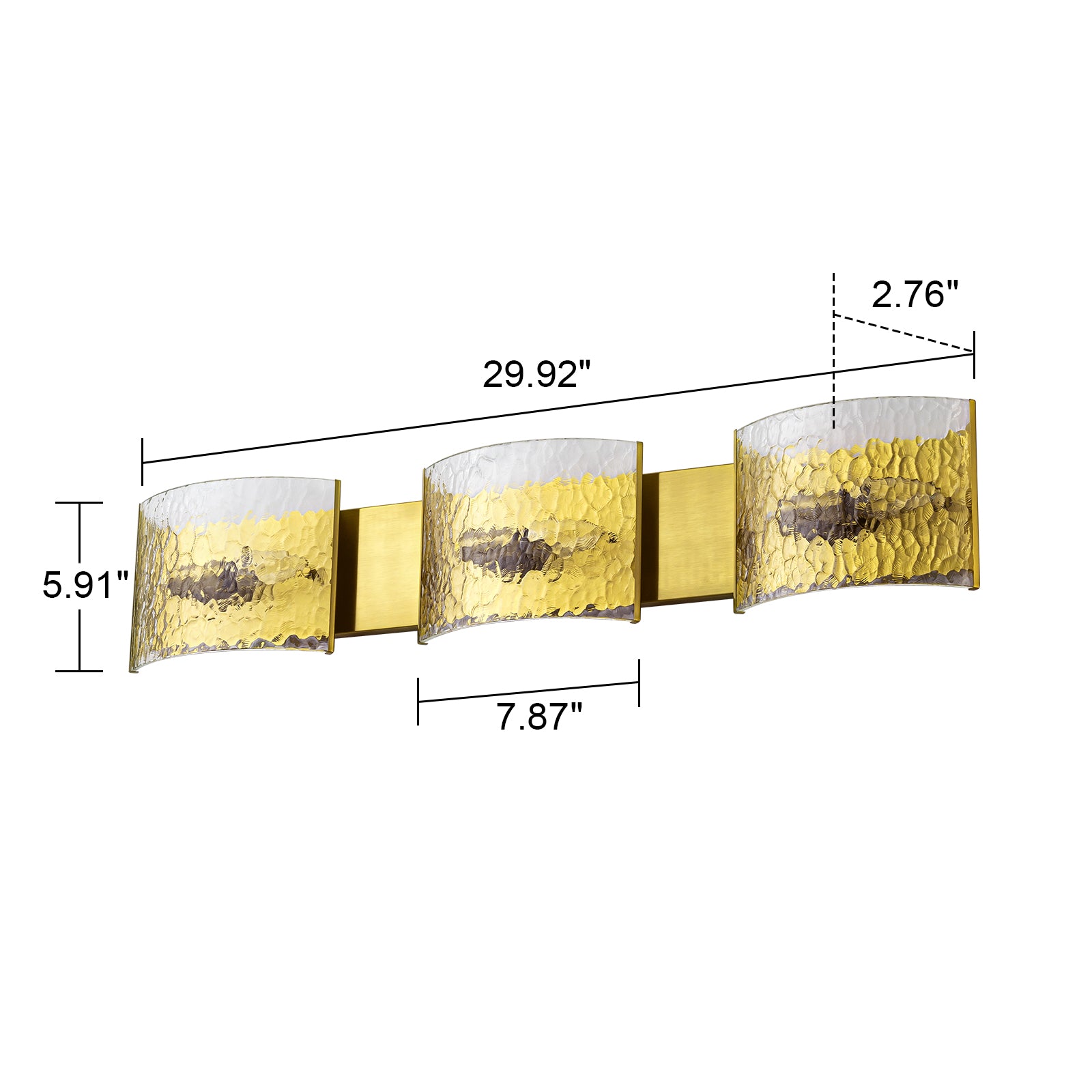 Leuchtende 3-flammige moderne Badezimmer-Waschtischleuchte mit Wasserwellen-Design aus klarem Glas