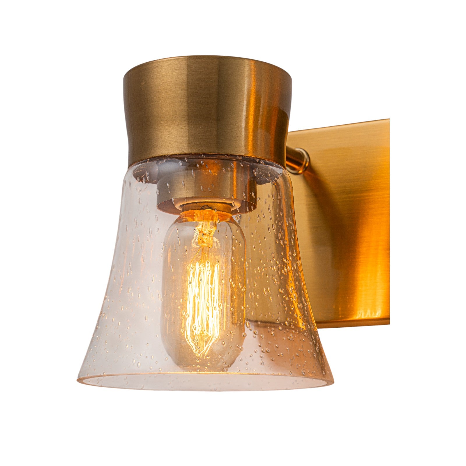 Glowlings 3-Light Vintage Antique Brass Cone Seeded Glass Bathroom Vanity Light