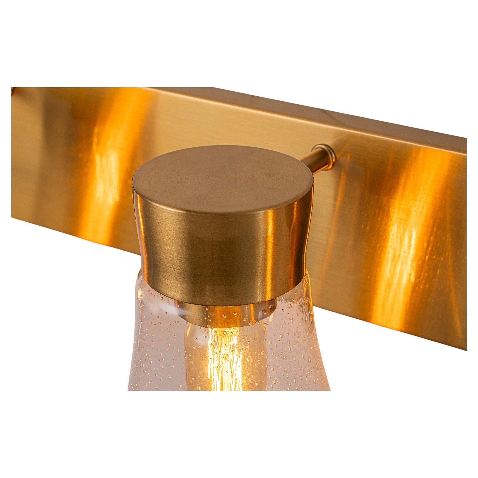 Glowlings 3-Light Vintage Antique Brass Cone Seeded Glass Bathroom Vanity Light