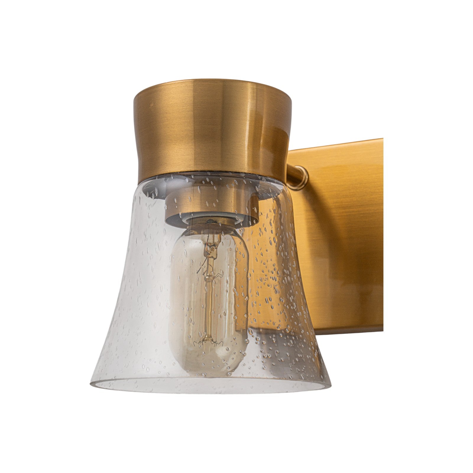 Glowlings 3-Light Vintage Antique Brass Cone Seeded Glass Bathroom Vanity Light