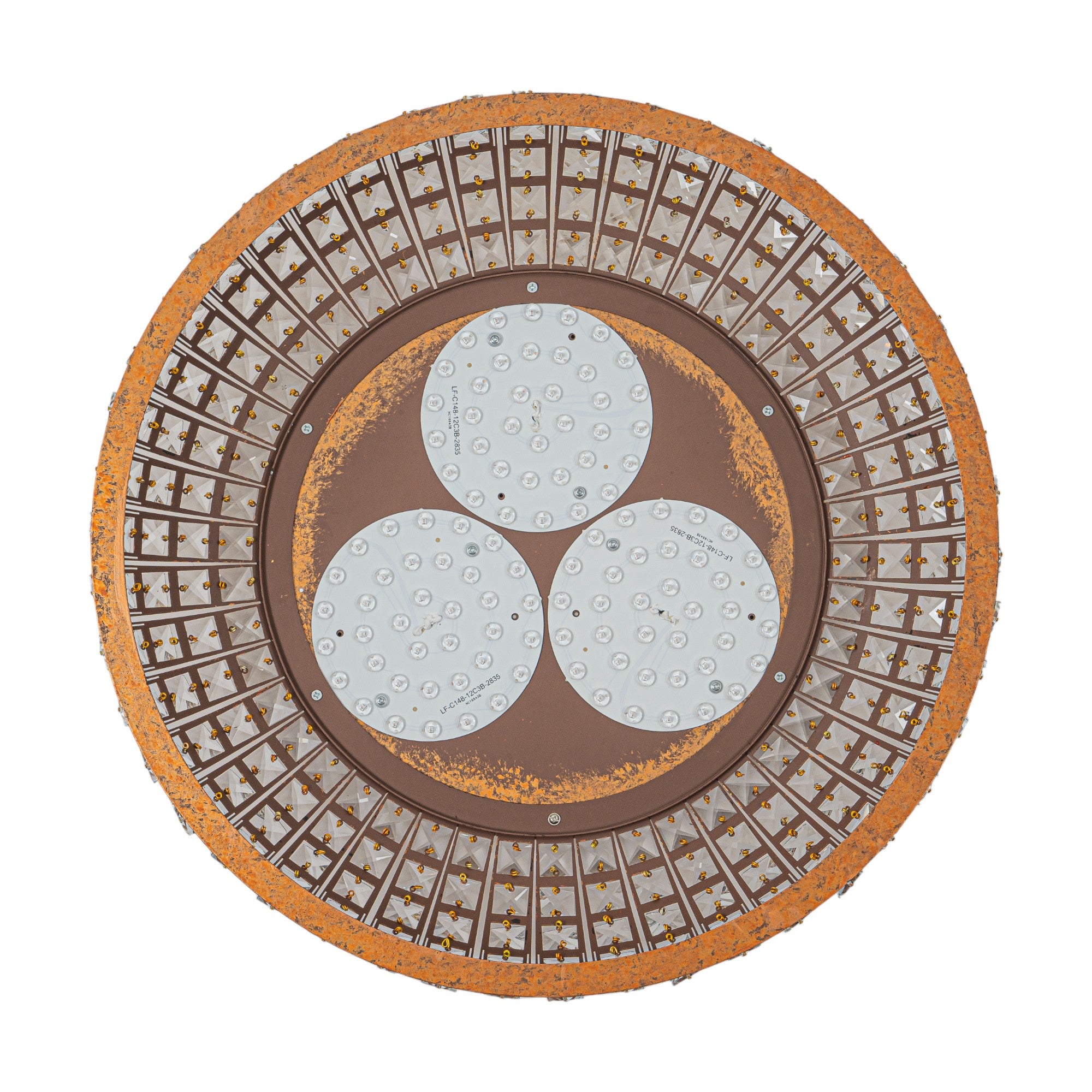 Glowlings 3-Light Vintage 22"Wide Dome Antique Brass LED Crystal Flush Mount Ceiling Light