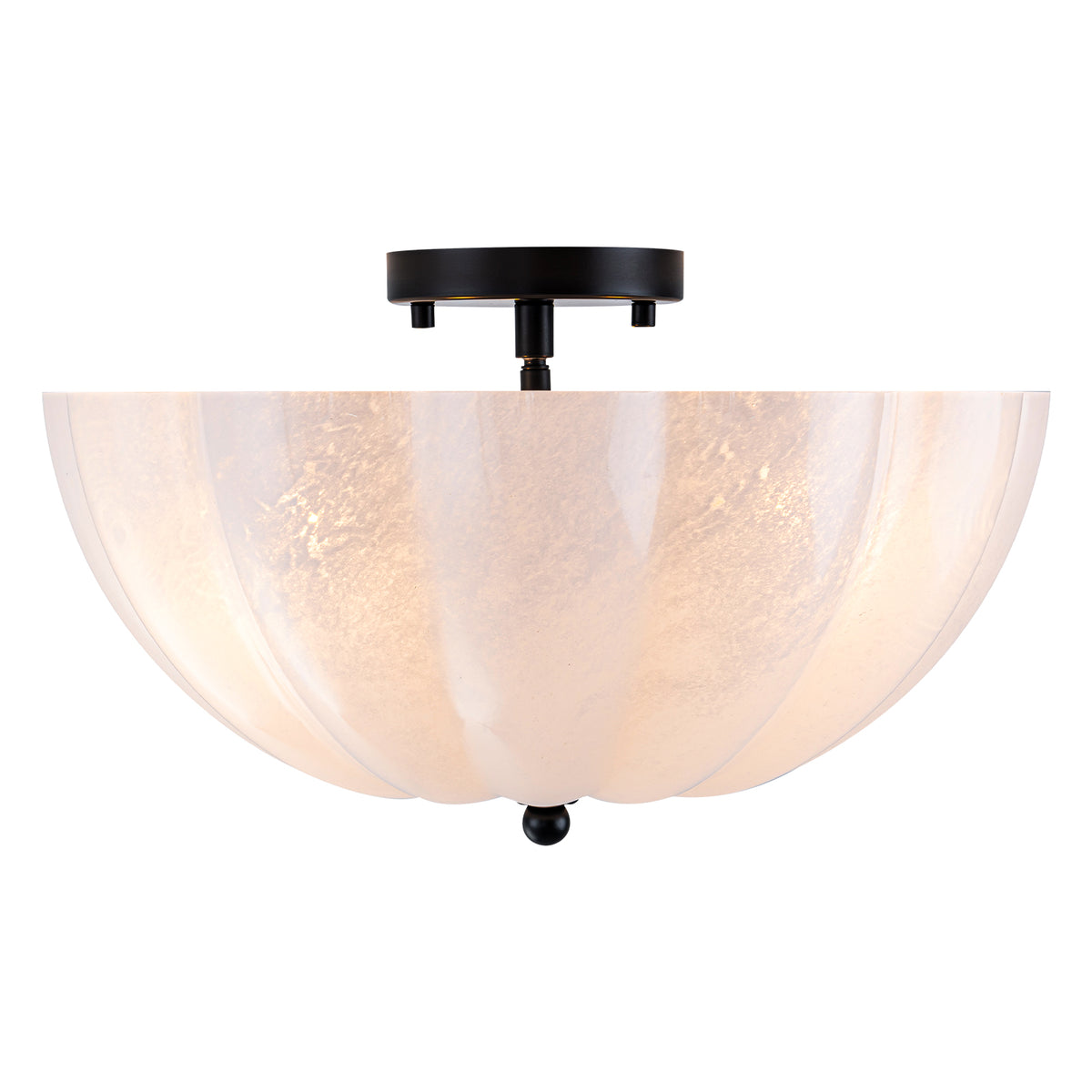 Glowlings 3-Light Vintage 16"Wide Frosted Cloud/Opal Glass Semi-Flush Mount Ceiling Light