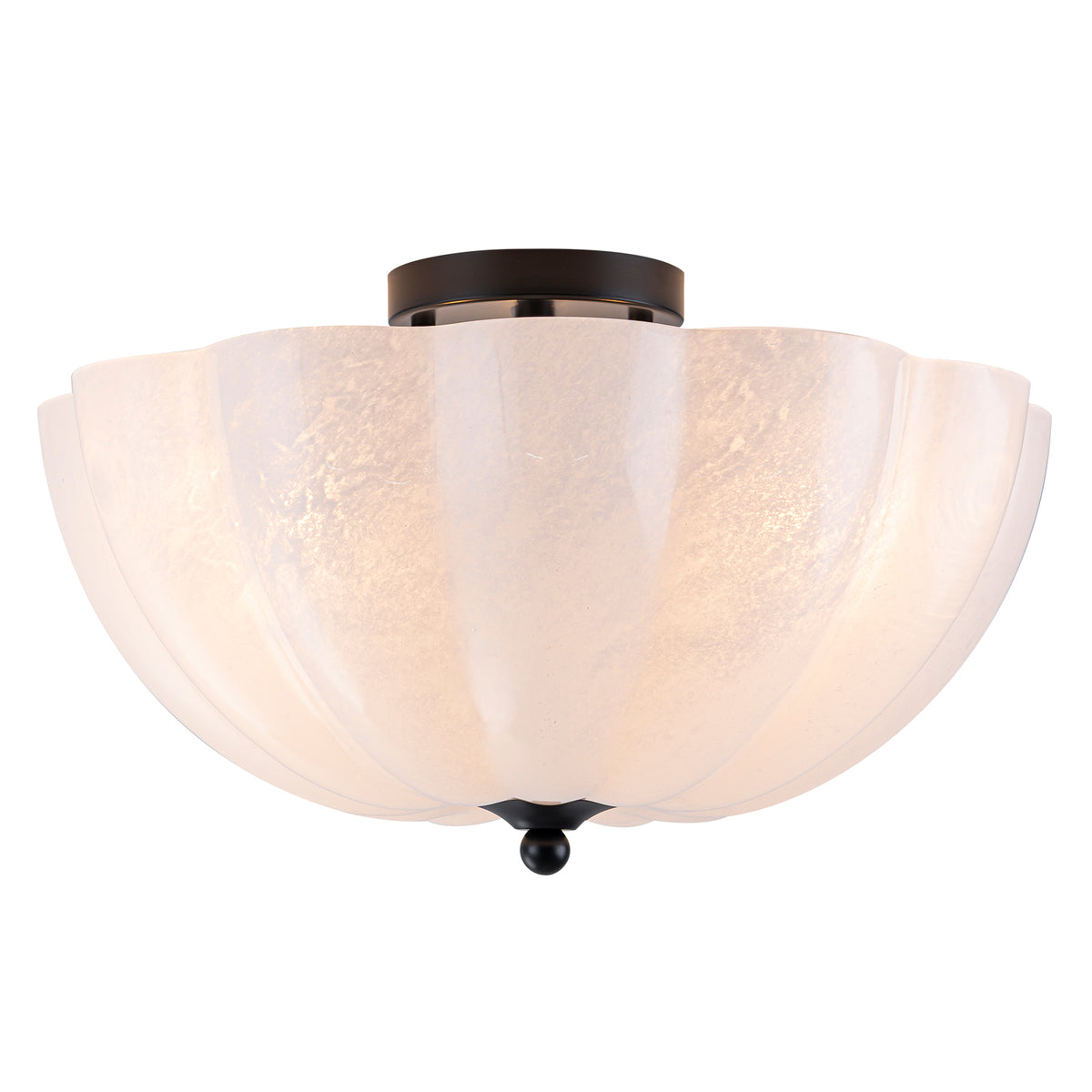 Glowlings 3-Light Vintage 16"Wide Frosted Cloud/Opal Glass Semi-Flush Mount Ceiling Light