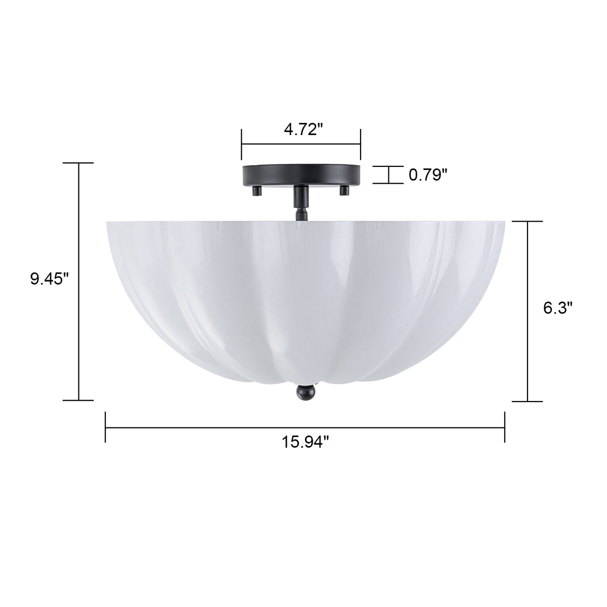 Glowlings 3-Light Vintage 16"Wide Frosted Cloud/Opal Glass Semi-Flush Mount Ceiling Light