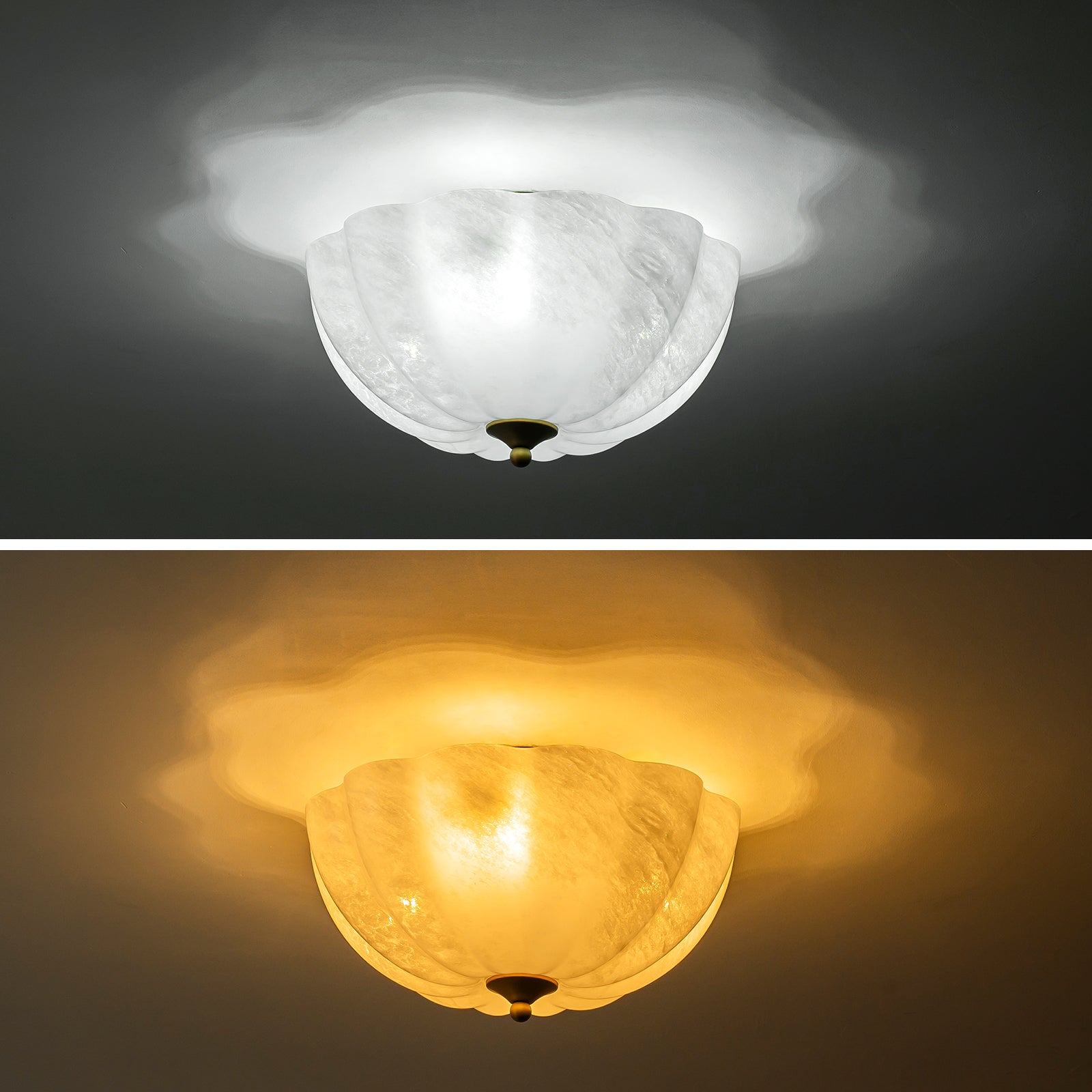 Glowlings 3-flammige Vintage-Deckenleuchte, 40,6 cm breit, mattiertes Wolkenglas, halbbündige Montage