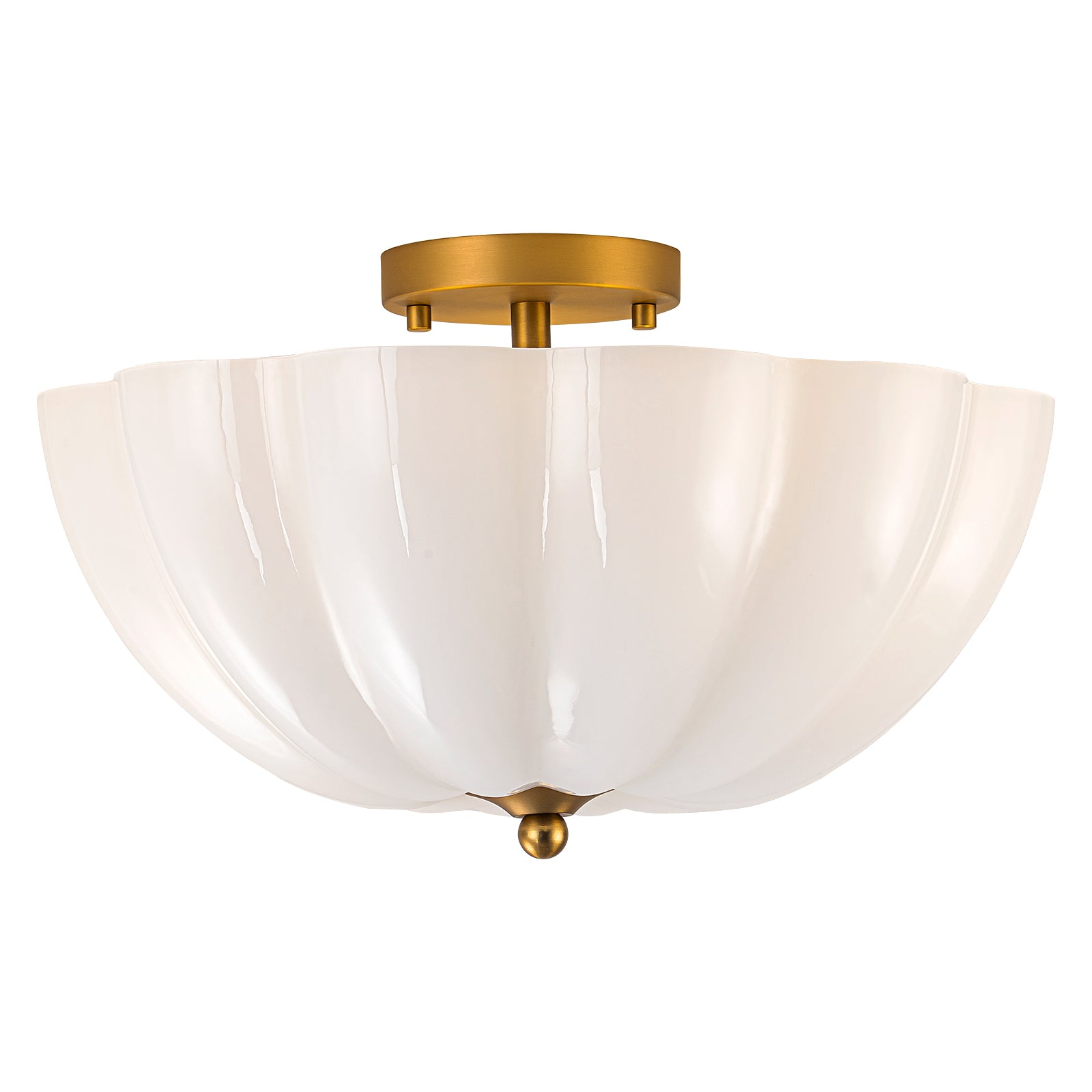 Glowlings 3-flammige Vintage-Deckenleuchte, 40,6 cm breit, mattiertes Wolkenglas, halbbündige Montage