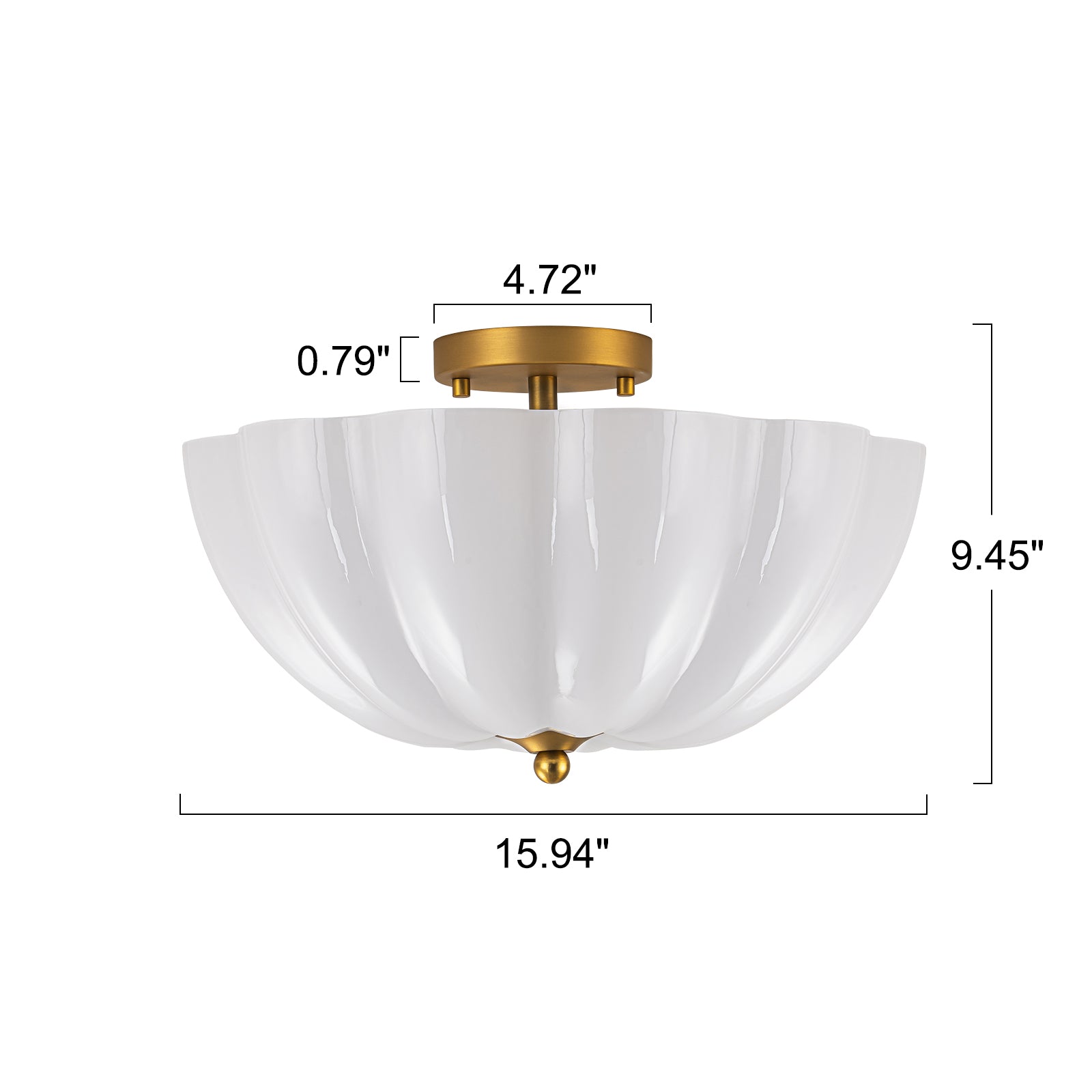 Glowlings 3-flammige Vintage-Deckenleuchte, 40,6 cm breit, mattiertes Wolkenglas, halbbündige Montage