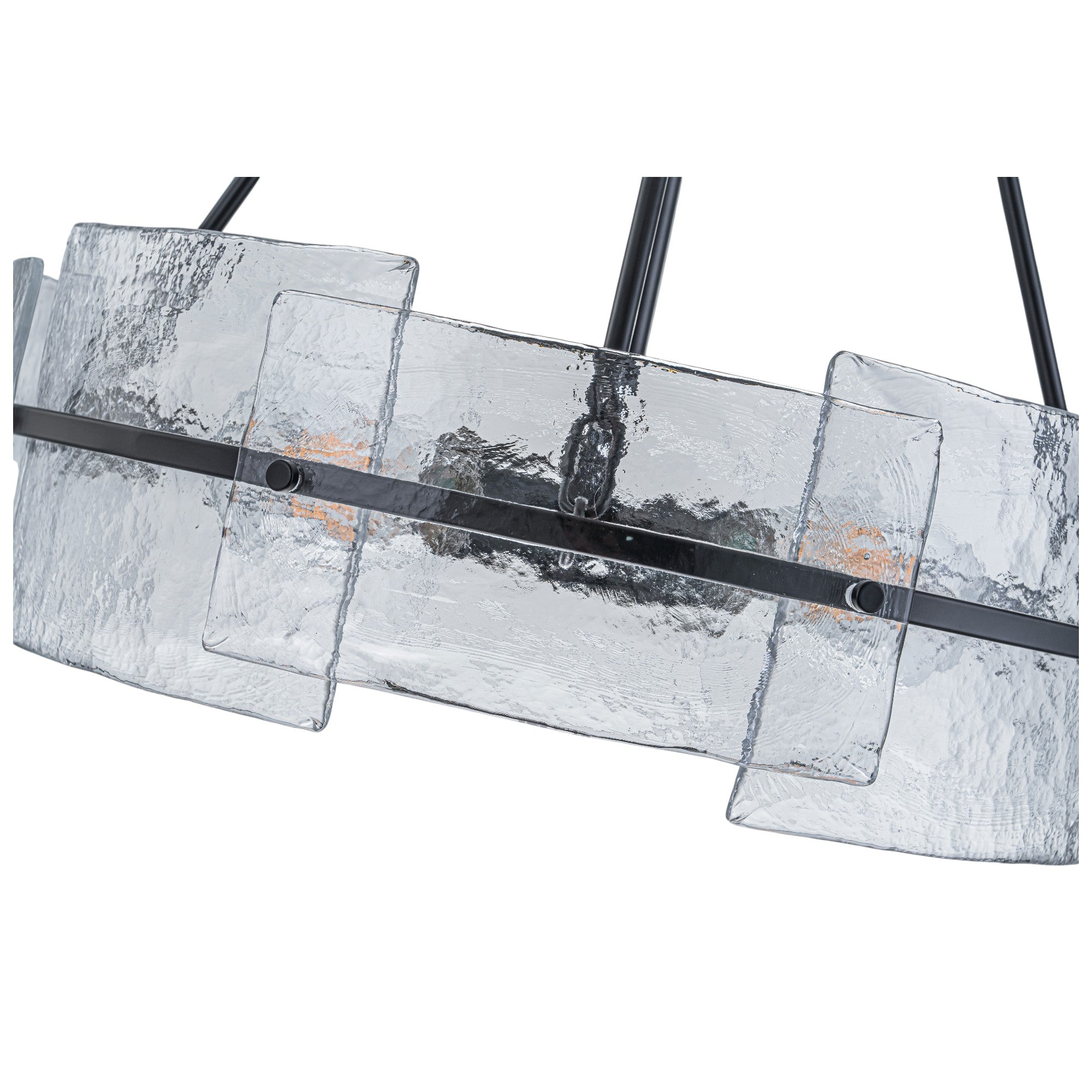 Glowlings 4-Light Modern 21"Wide Round Drum Black Water Clear Glass Chandelier