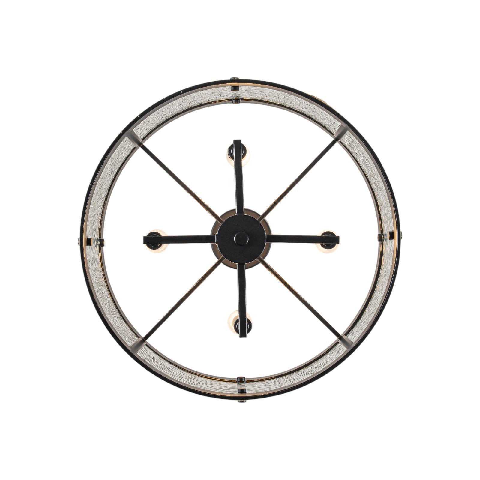 Glowlings 4-Light Farmhouse 16"Wide Drum Natural Rope Clear Hammered Glass Chandelier