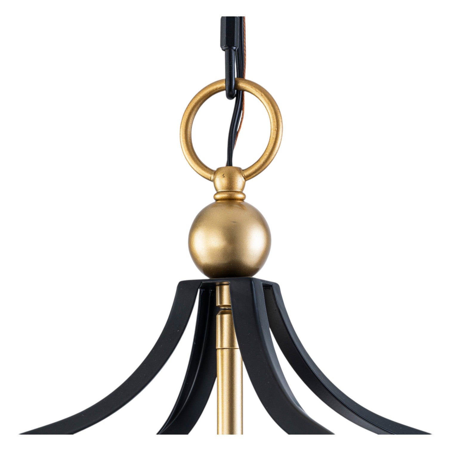 Glowlings 4-Light Farmhouse Black&Gold Lantern Chandelier Island Light