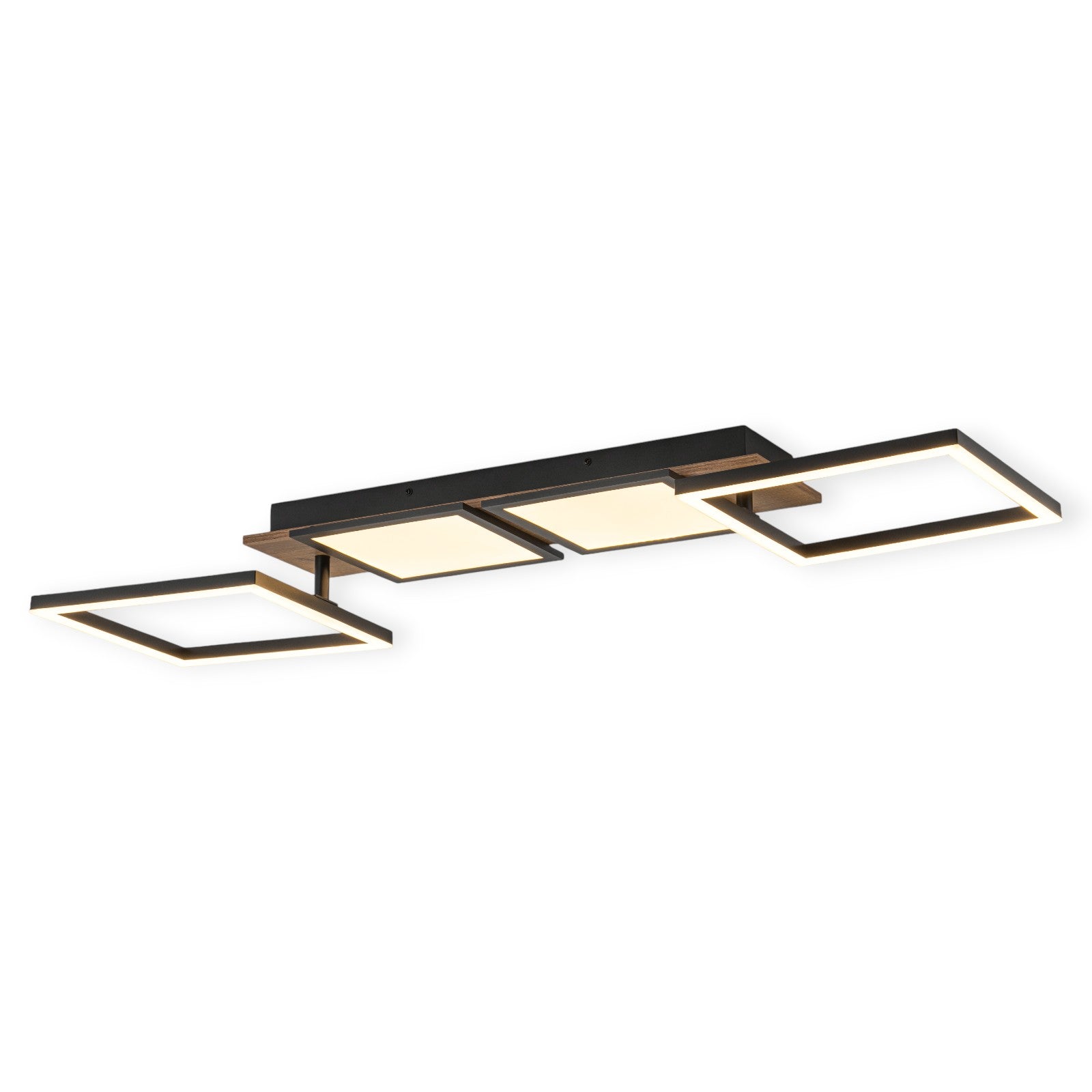 Glowlings 4-Light Farmhouse 39"Wide Large 360° Rotated Square LED Wood Flush Mount