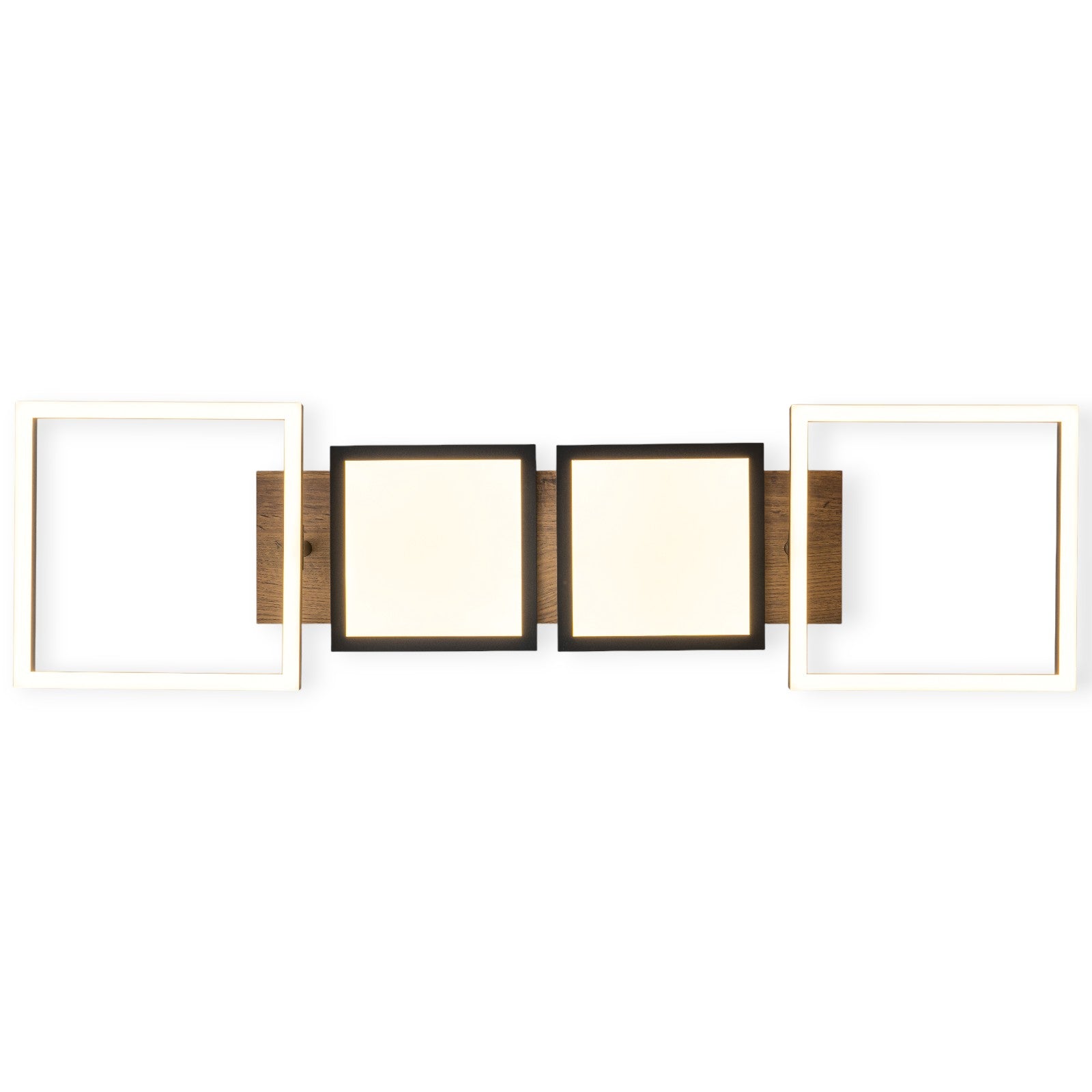 Glowlings 4-Light Farmhouse 39"Wide Large 360° Rotated Square LED Wood Flush Mount