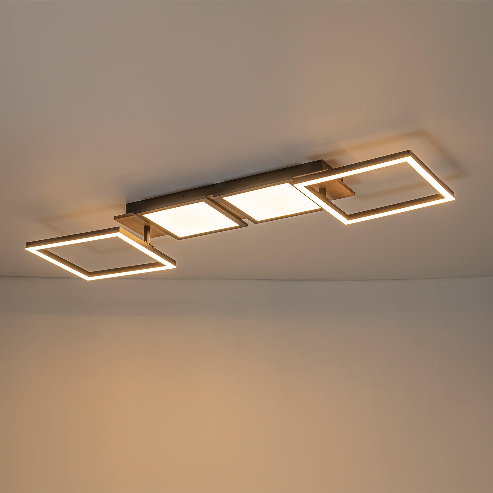 Glowlings 4-Light Farmhouse 39"Wide Large 360° Rotated Square LED Wood Flush Mount