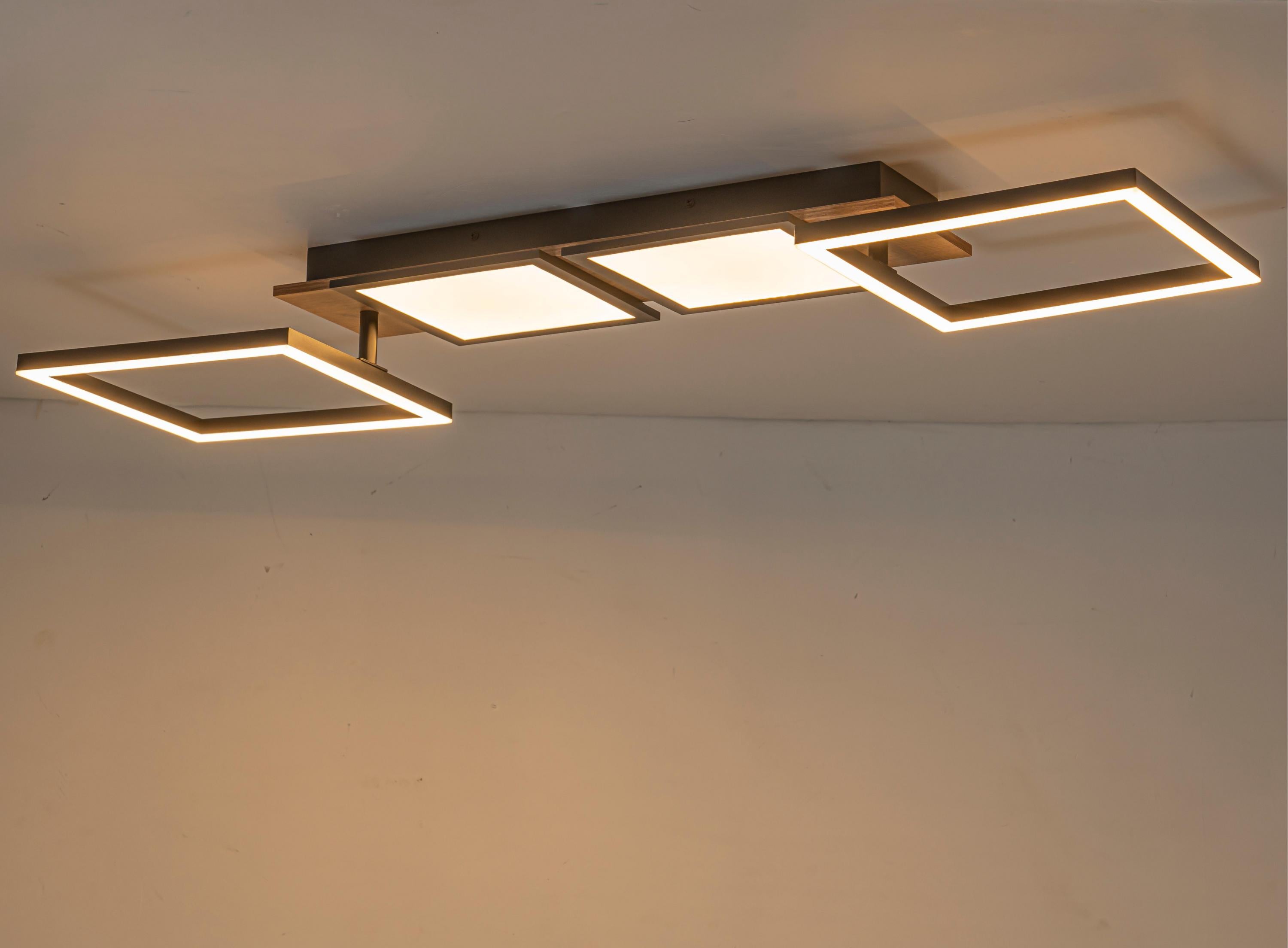 Glowlings 4-Light Farmhouse 39"Wide Large 360° Rotated Square LED Wood Flush Mount