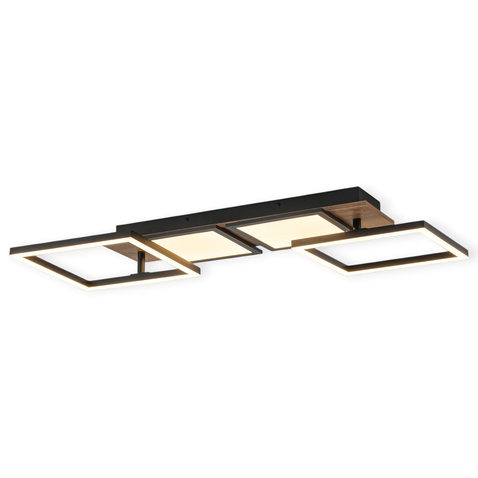Glowlings 4-Light Farmhouse 39"Wide Large 360° Rotated Square LED Wood Flush Mount
