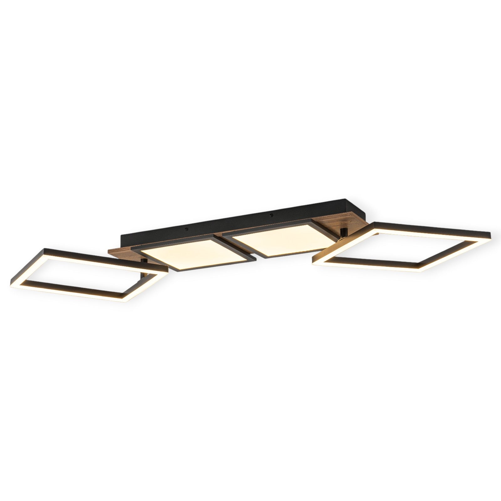 Glowlings 4-Light Farmhouse 39"Wide Large 360° Rotated Square LED Wood Flush Mount