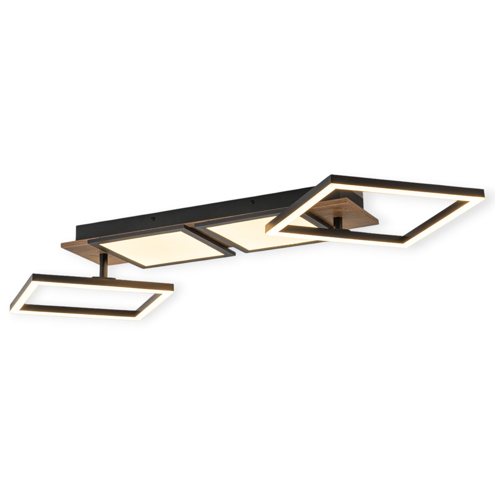Glowlings 4-Light Farmhouse 39"Wide Large 360° Rotated Square LED Wood Flush Mount